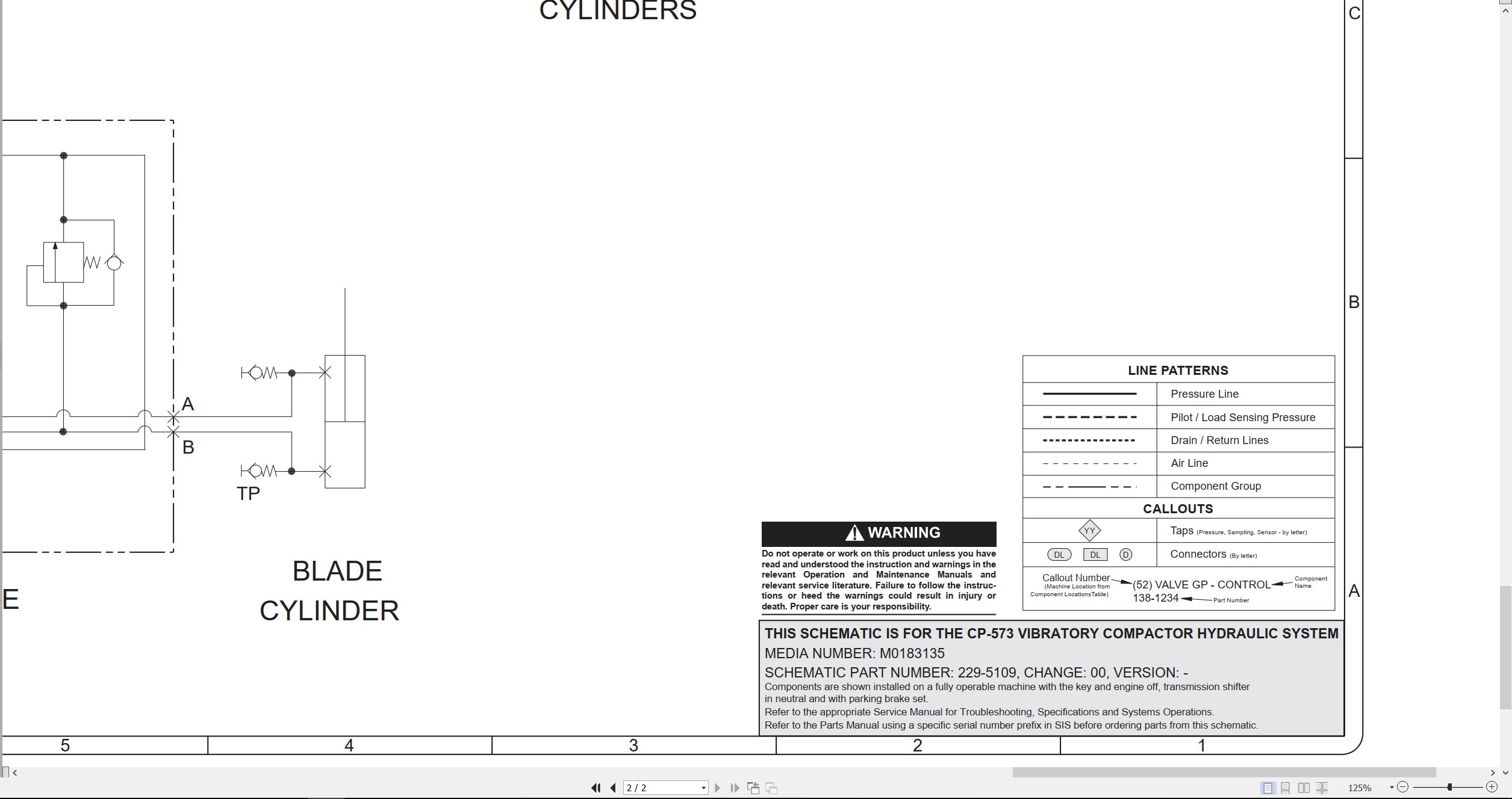 CAT Vibratory Compactor CP 573 Hydraulic Schematic M0183135 00 2025 (2)