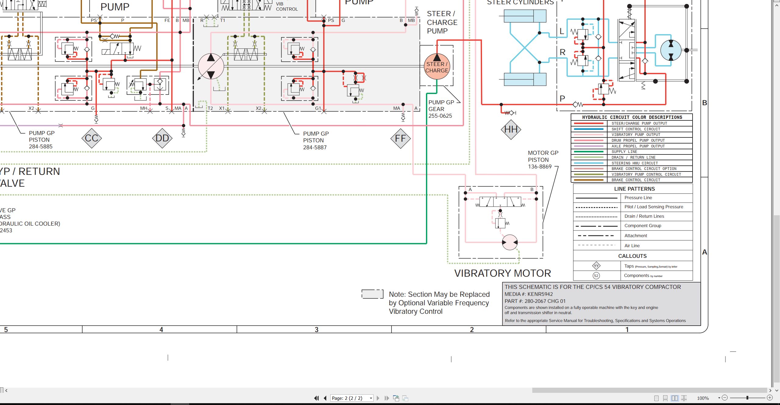 CAT Vibratory Compactor CP54 CS54 Hydraulic Schematic KENR5942 00 2007 (2)