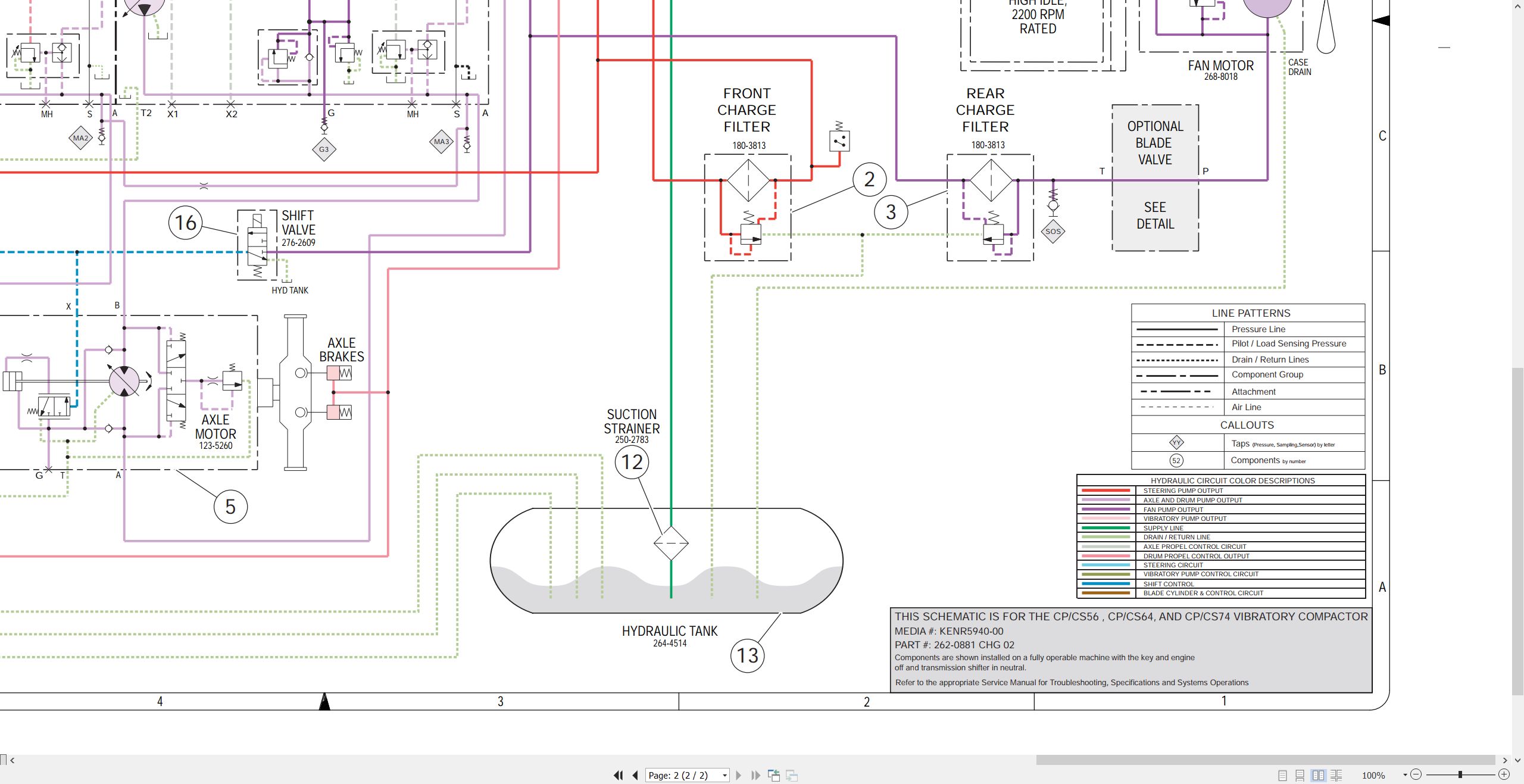 CAT Vibratory Compactor CP56 to CS64 Hydraulic Schematic KENR5940 00 2007 (2)
