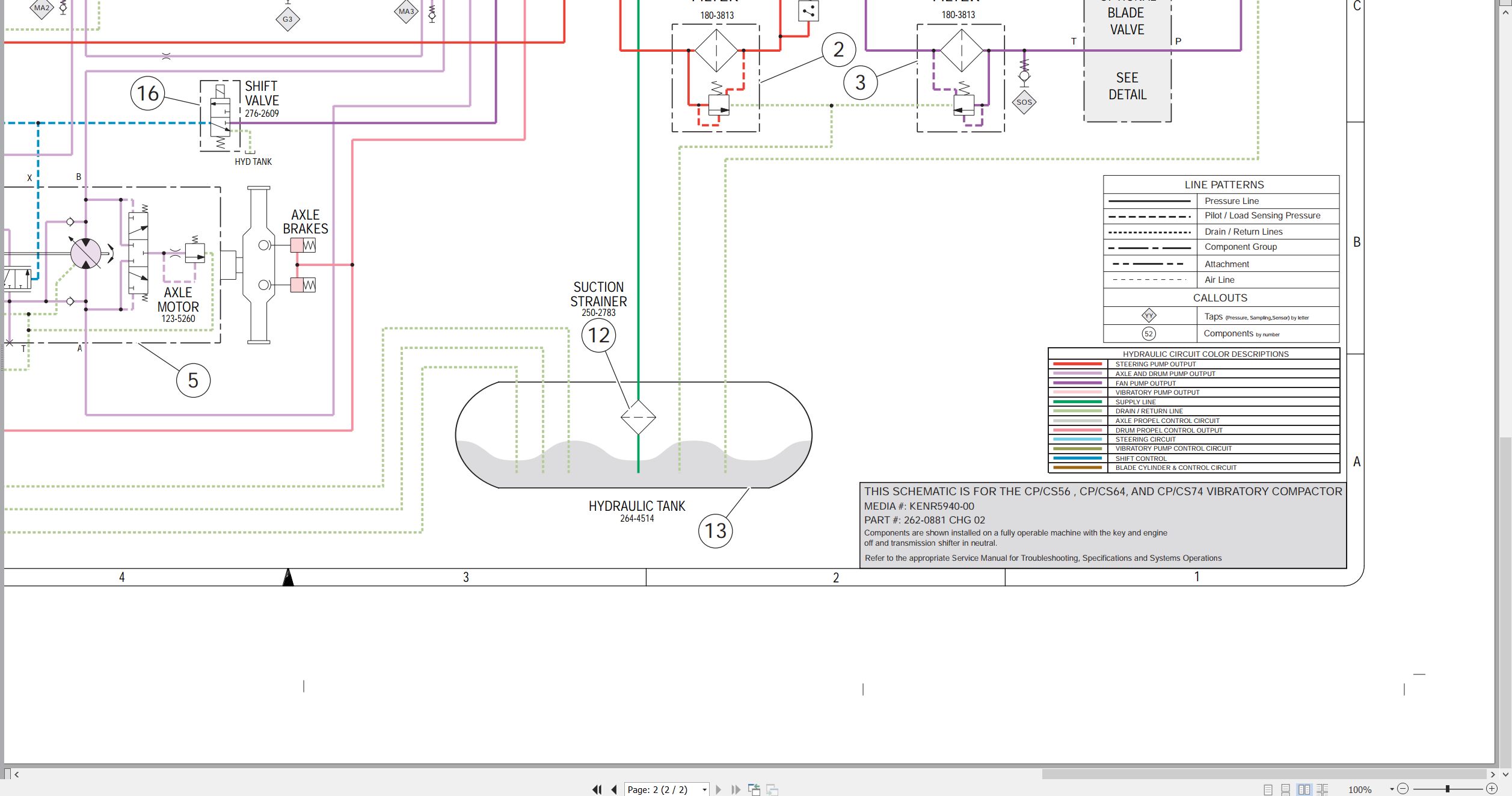 CAT Vibratory Compactor CP56 to CS74 Hydraulic Schematic KENR5940 00 2007 (2)