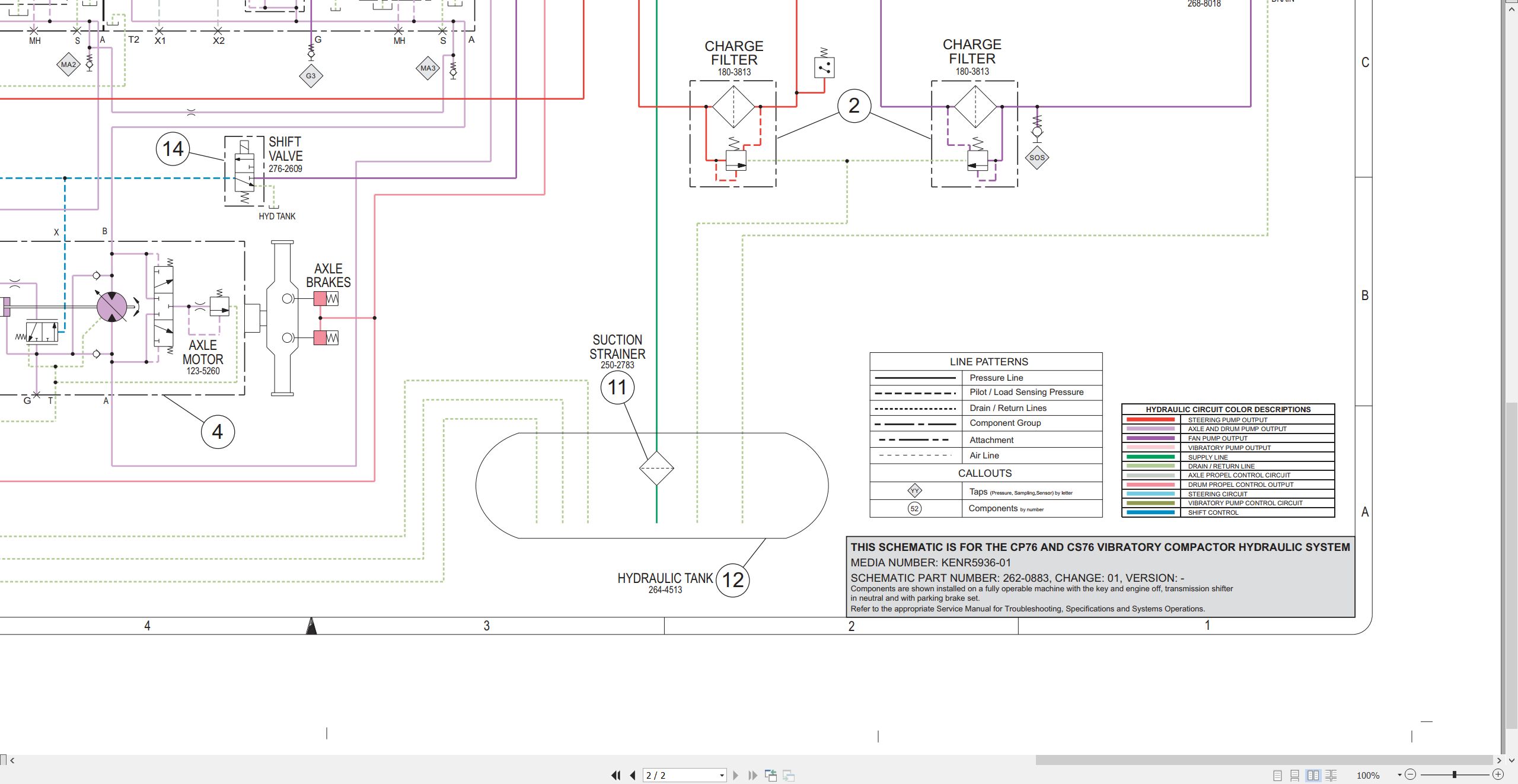 CAT Vibratory Compactor CP76 CS76 Hydraulic Schematic KENR5936 01 2011 (2)