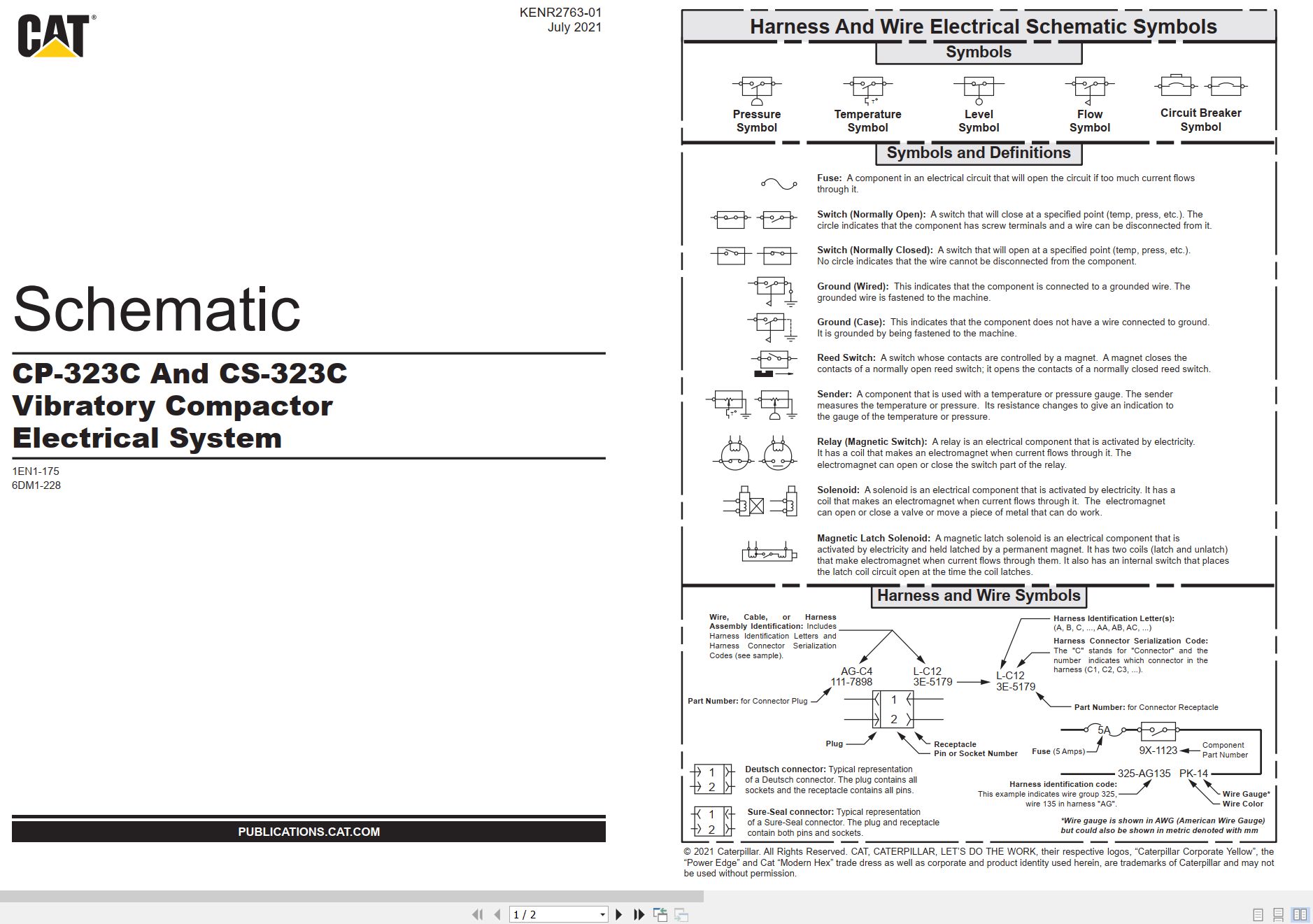 CAT Vibratory Compactor CS 323C Electrical Hydraulic Schematic (1)