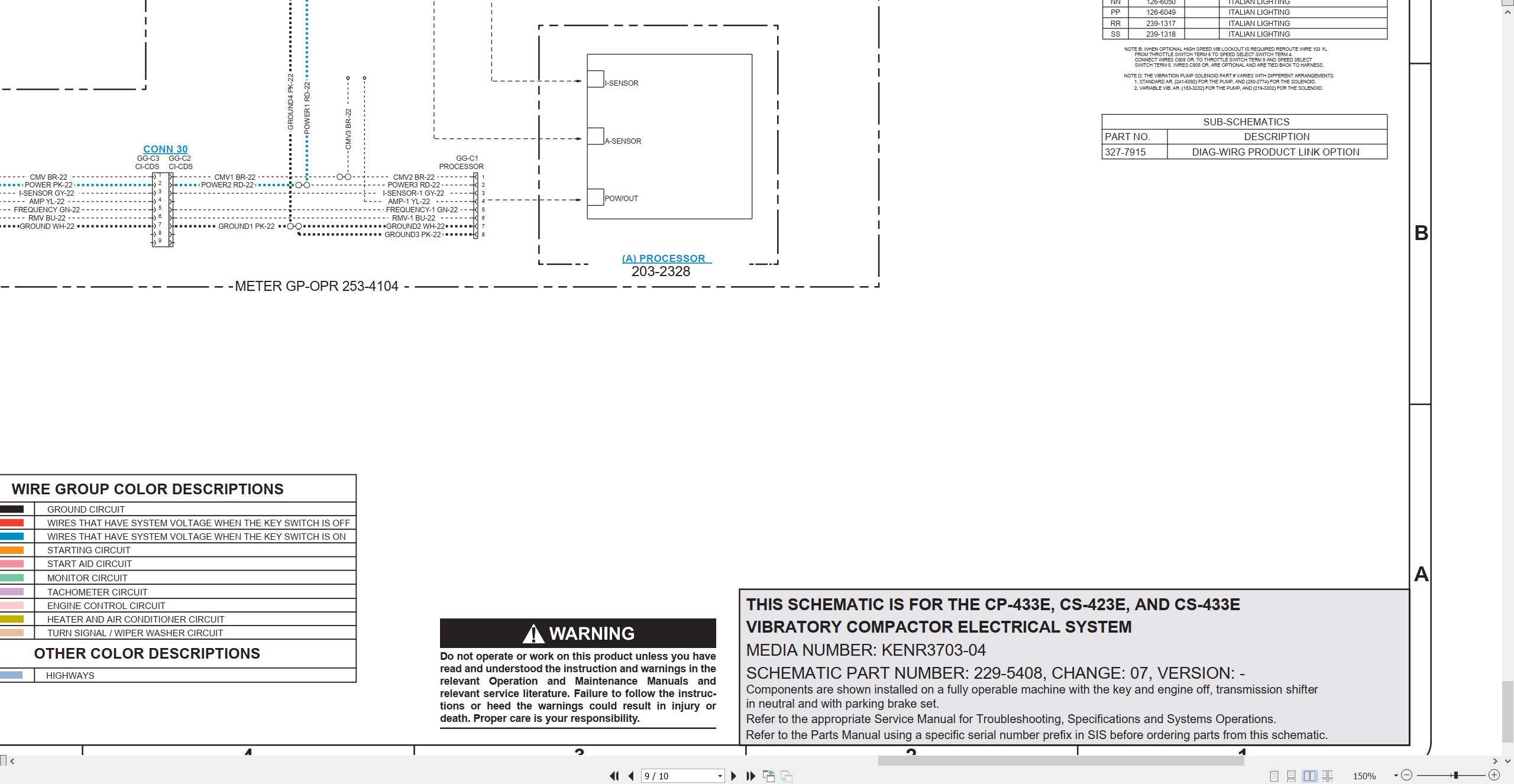 CAT Vibratory Compactor CS 423E Electrical Schematic (2)