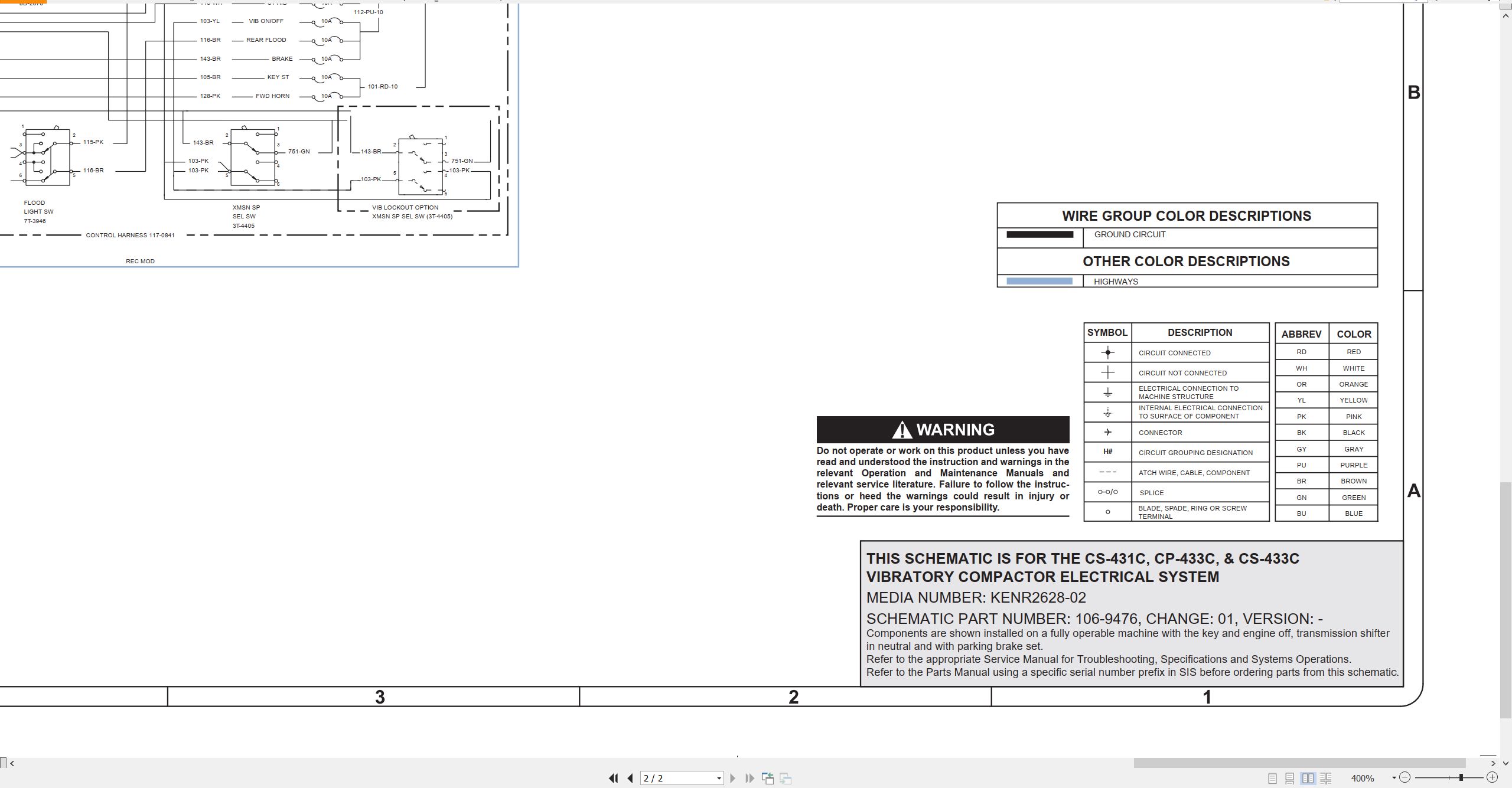 CAT Vibratory Compactor CS 431C Electrical Hydraulic Schematic (2)