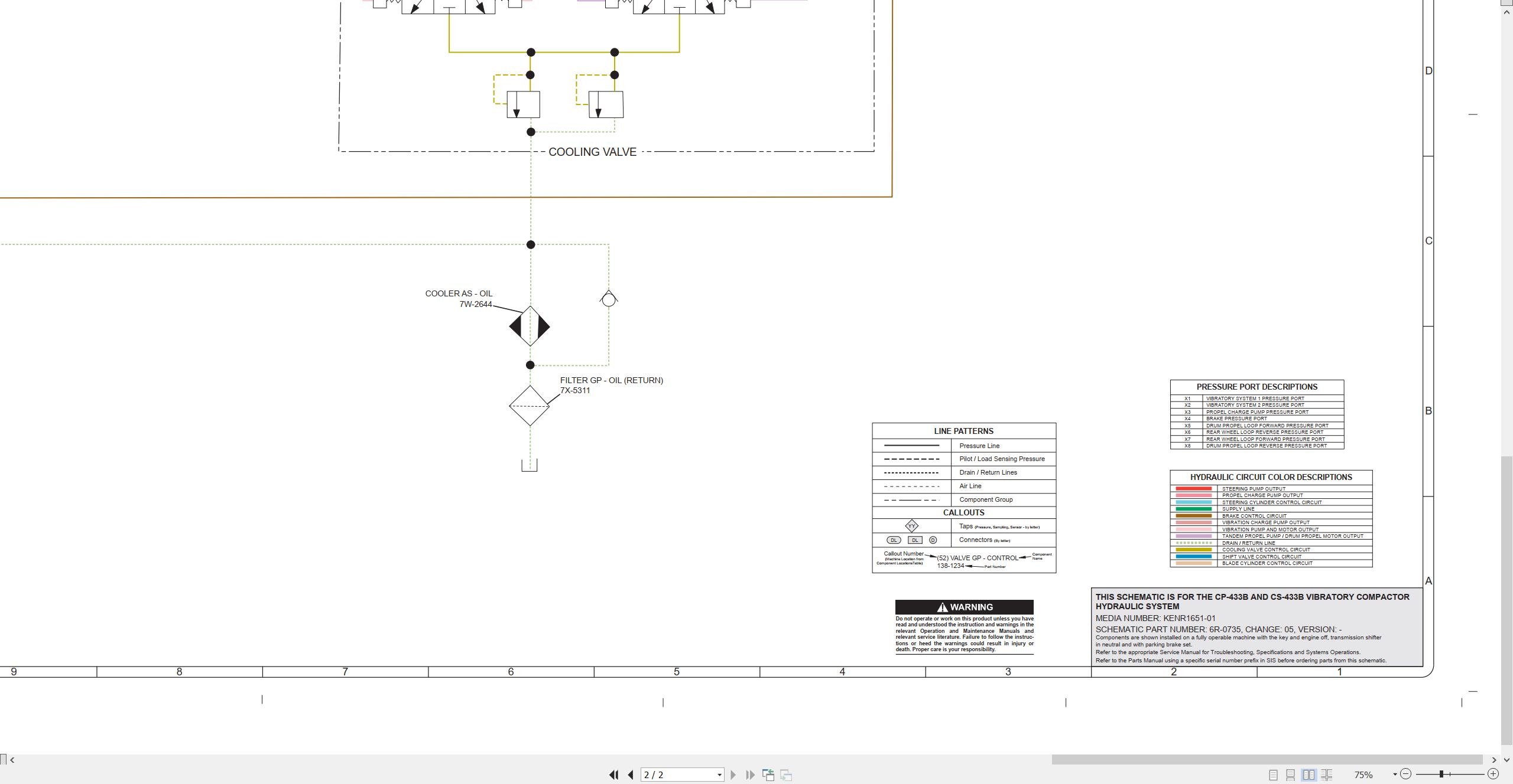 CAT Vibratory Compactor CS 433B CP 433B Hydraulic Schematic KENR1651 01 2021 (2)