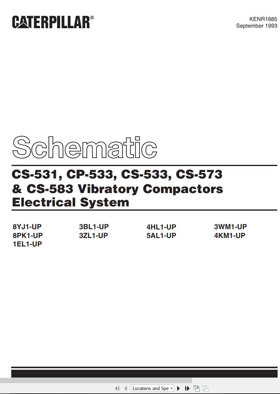 CAT Vibratory Compactor CS 531 to CP 533 Electrical Schematic KENR1885 00 1993 (1)