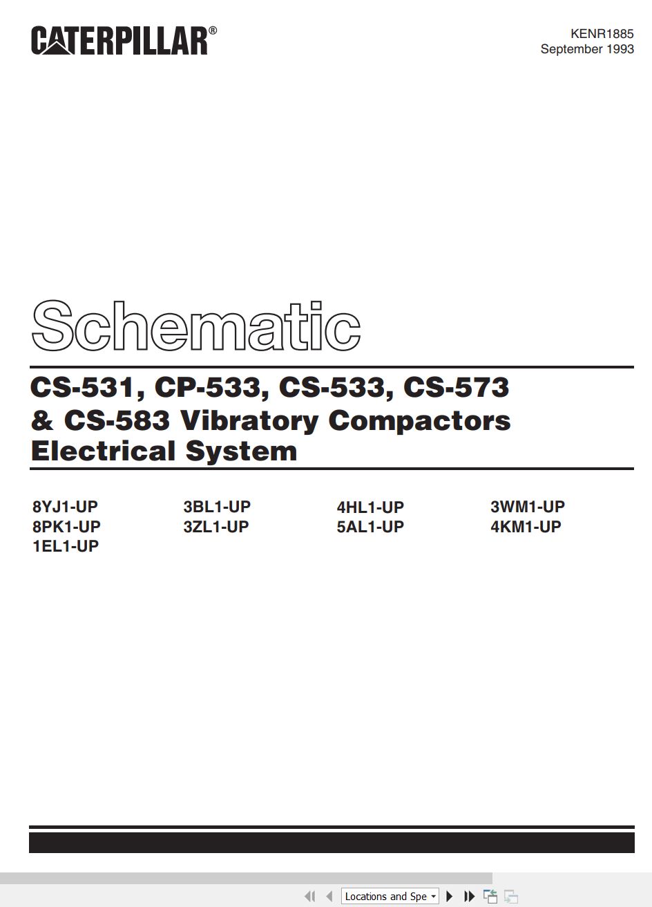 CAT Vibratory Compactor CS 531 to CS 573 Electrical Schematic KENR1885 00 1993 (1)