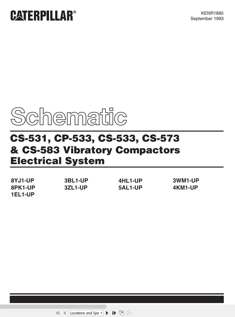 CAT Vibratory Compactor CS 531 to CS 583 Electrical Schematic KENR1885 00 1993 (1)