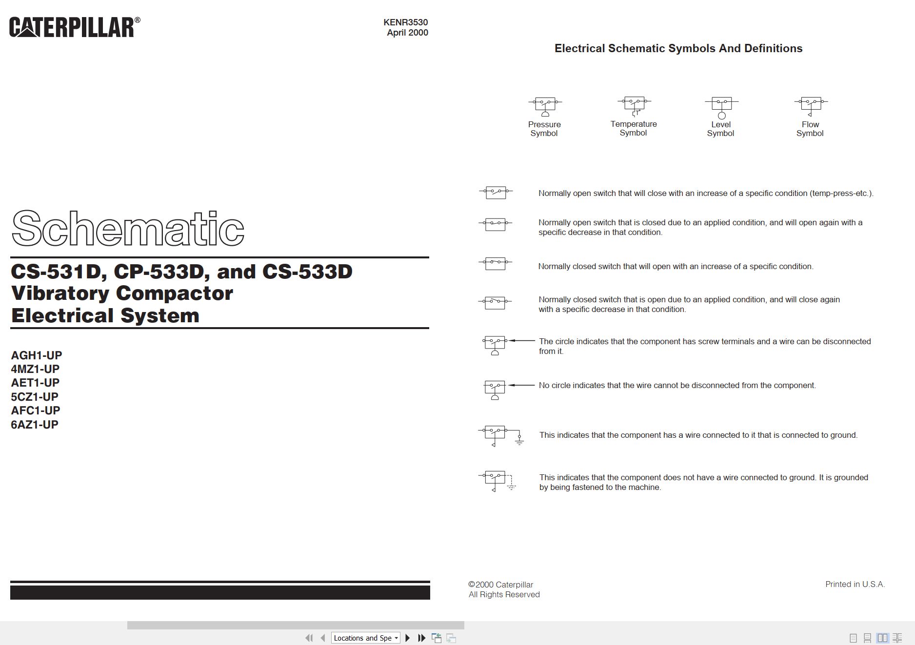CAT Vibratory Compactor CS 531D Electrical Hydraulic Schematic (1)