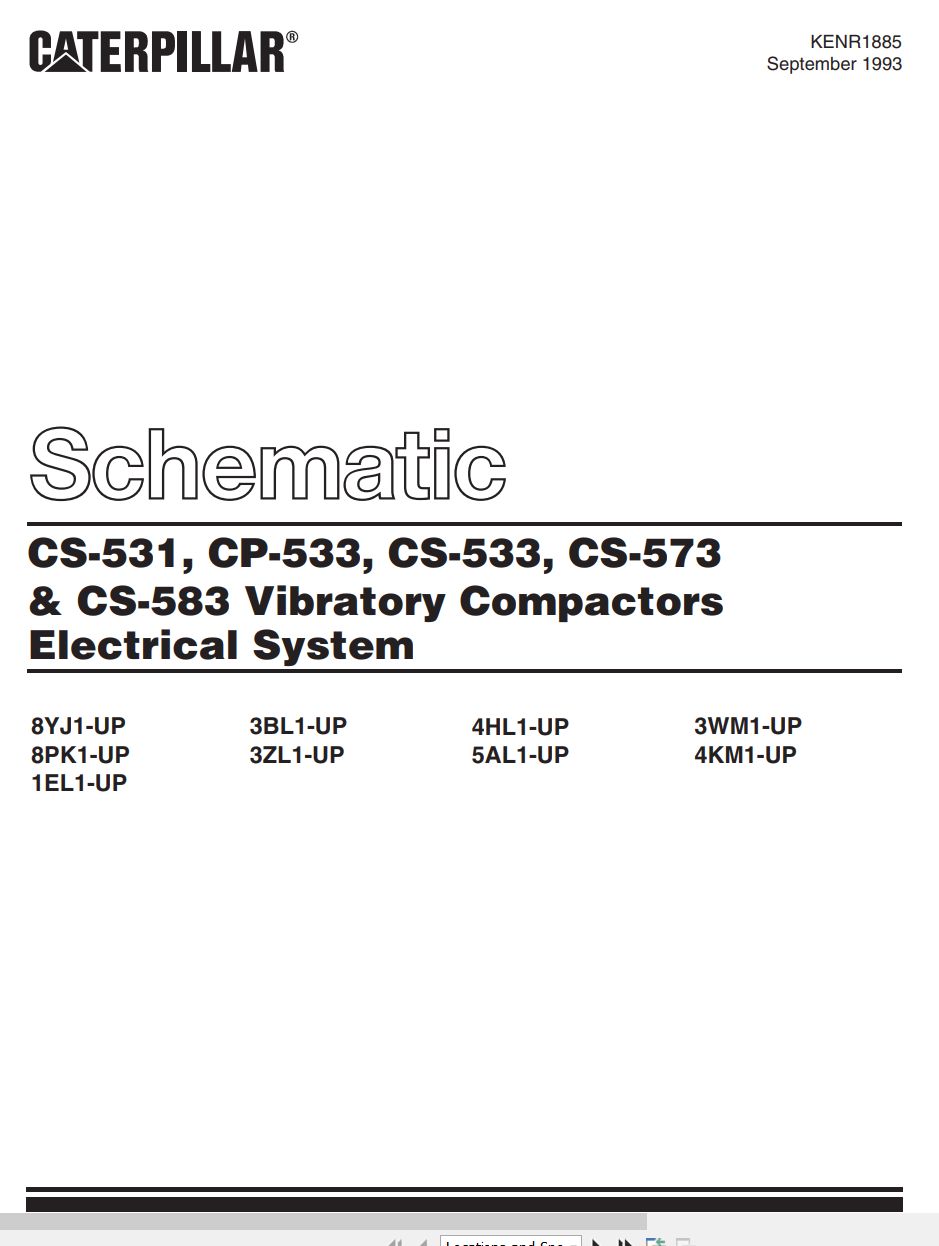 CAT Vibratory Compactor CS 533 to CS 583 Electrical Schematic KENR1885 00 1993 (1)