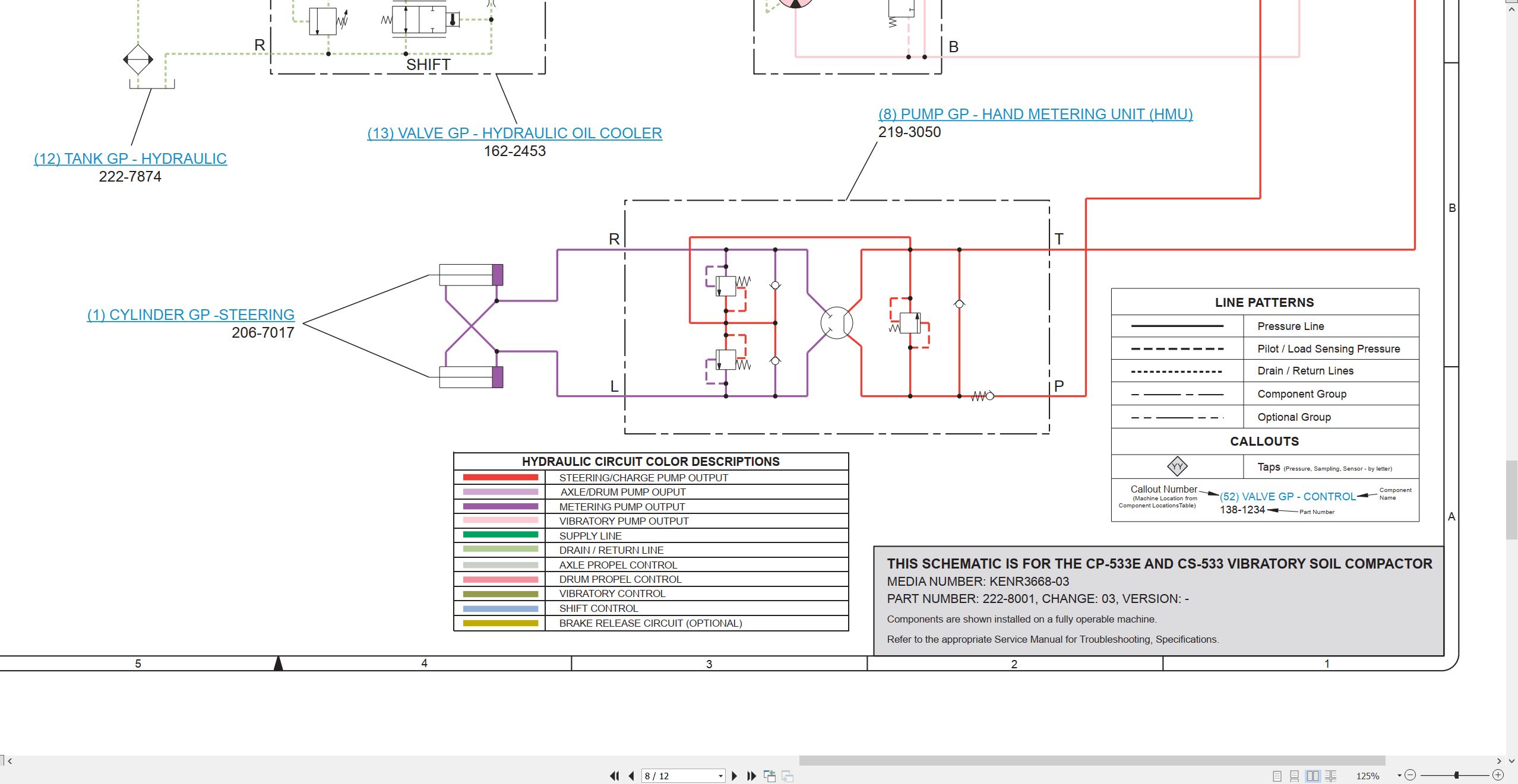 CAT Vibratory Compactor CS 533E Electrical Hydraulic Schematic (3)