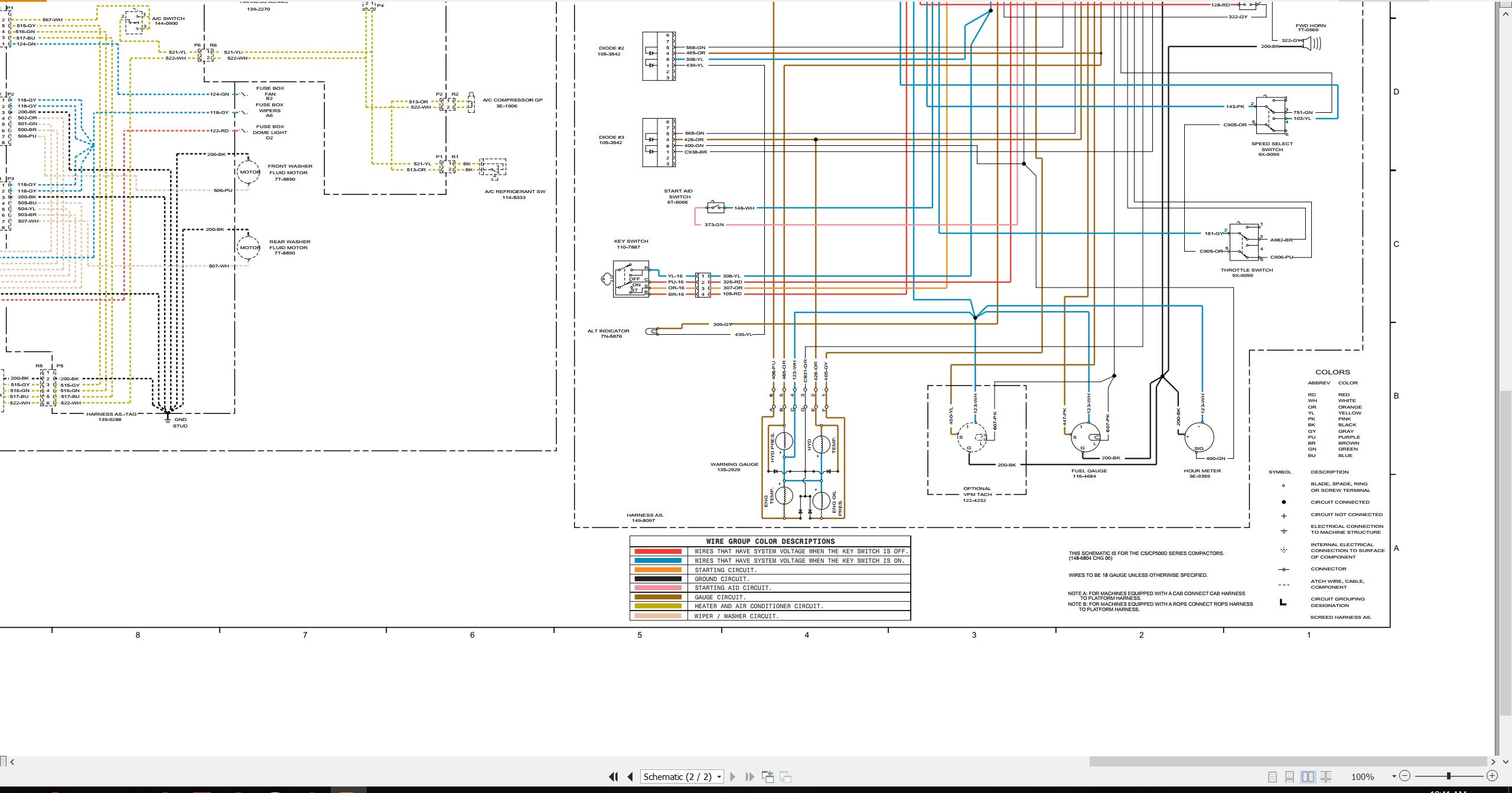 CAT Vibratory Compactor CS 563D Electrical Hydraulic Schematic (2)