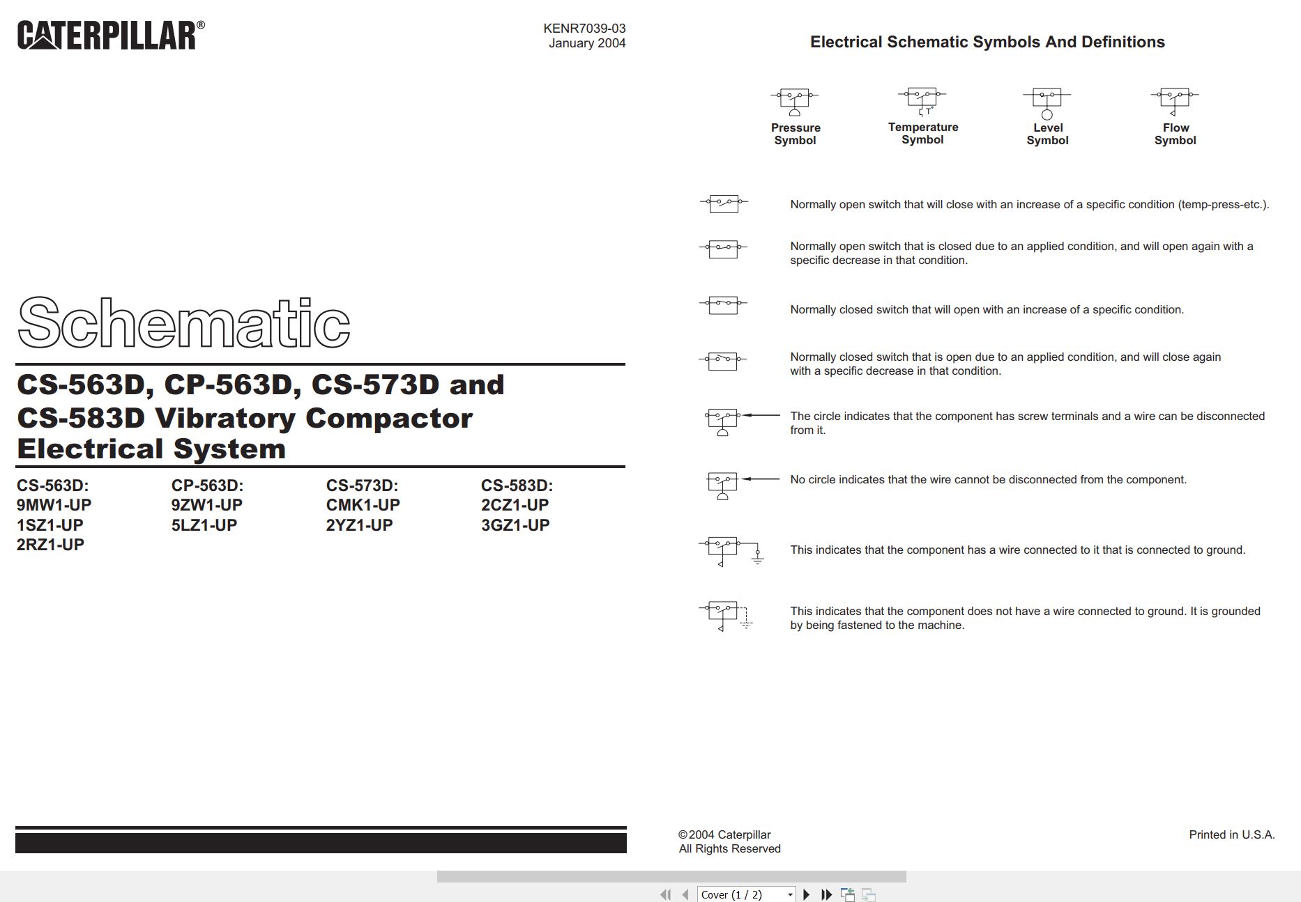CAT Vibratory Compactor CS 583D Electrical Hydraulic Schematic (1)