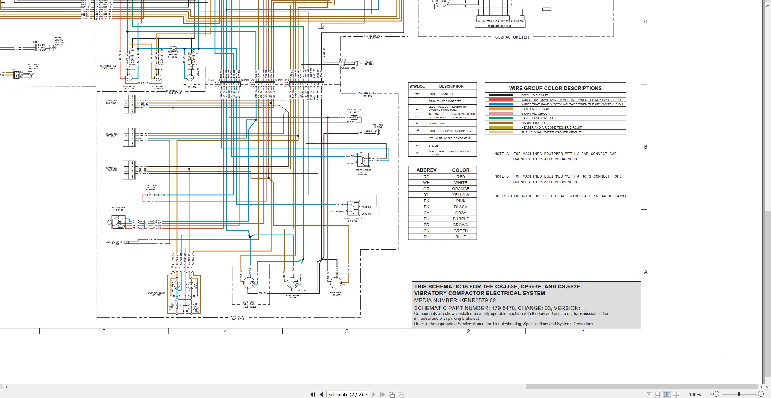 CAT Vibratory Compactor CS 663E CP 663E CS 683E Electrical Schematic KENR3579 02 2011 (2)