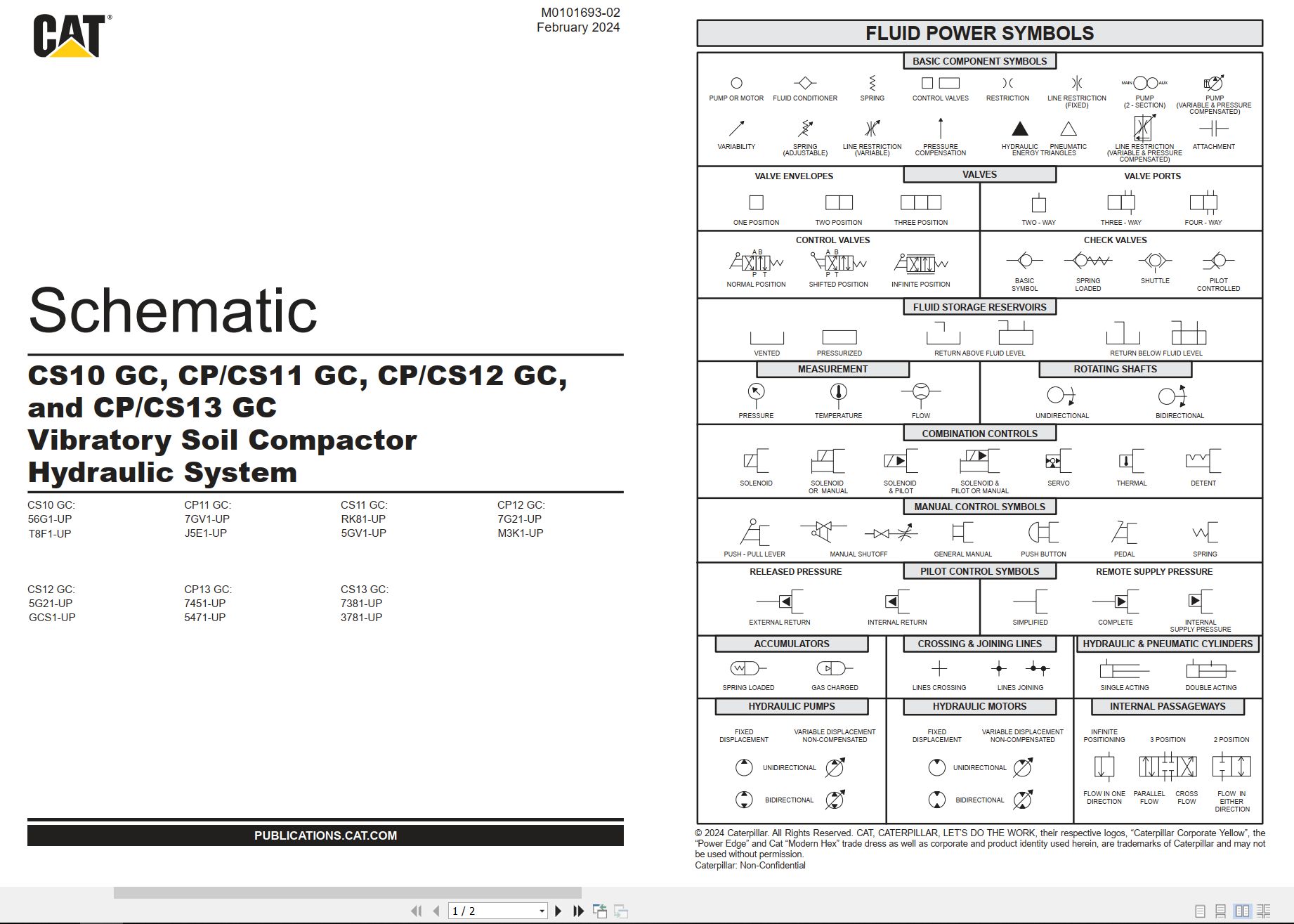 CAT Vibratory Compactor CS10 to CS13 GC Hydraulic Schematic M0101693 02 2024 (1)