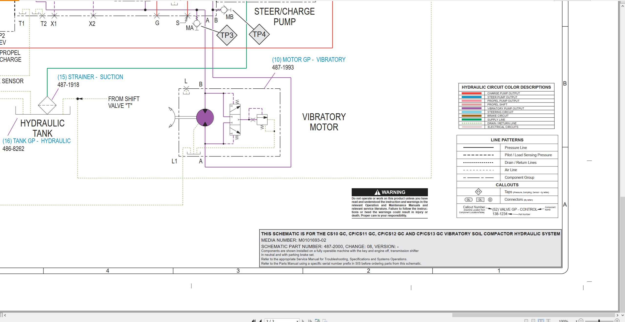 CAT Vibratory Compactor CS10 to CS13 GC Hydraulic Schematic M0101693 02 2024 (2)