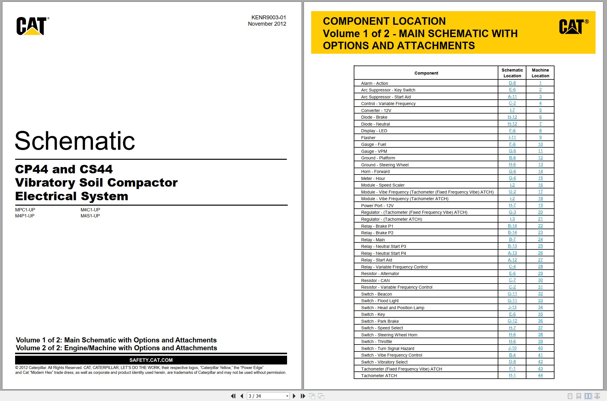 CAT Vibratory Compactor CS44 Electrical Schematic Hydraulic Schematic (1)