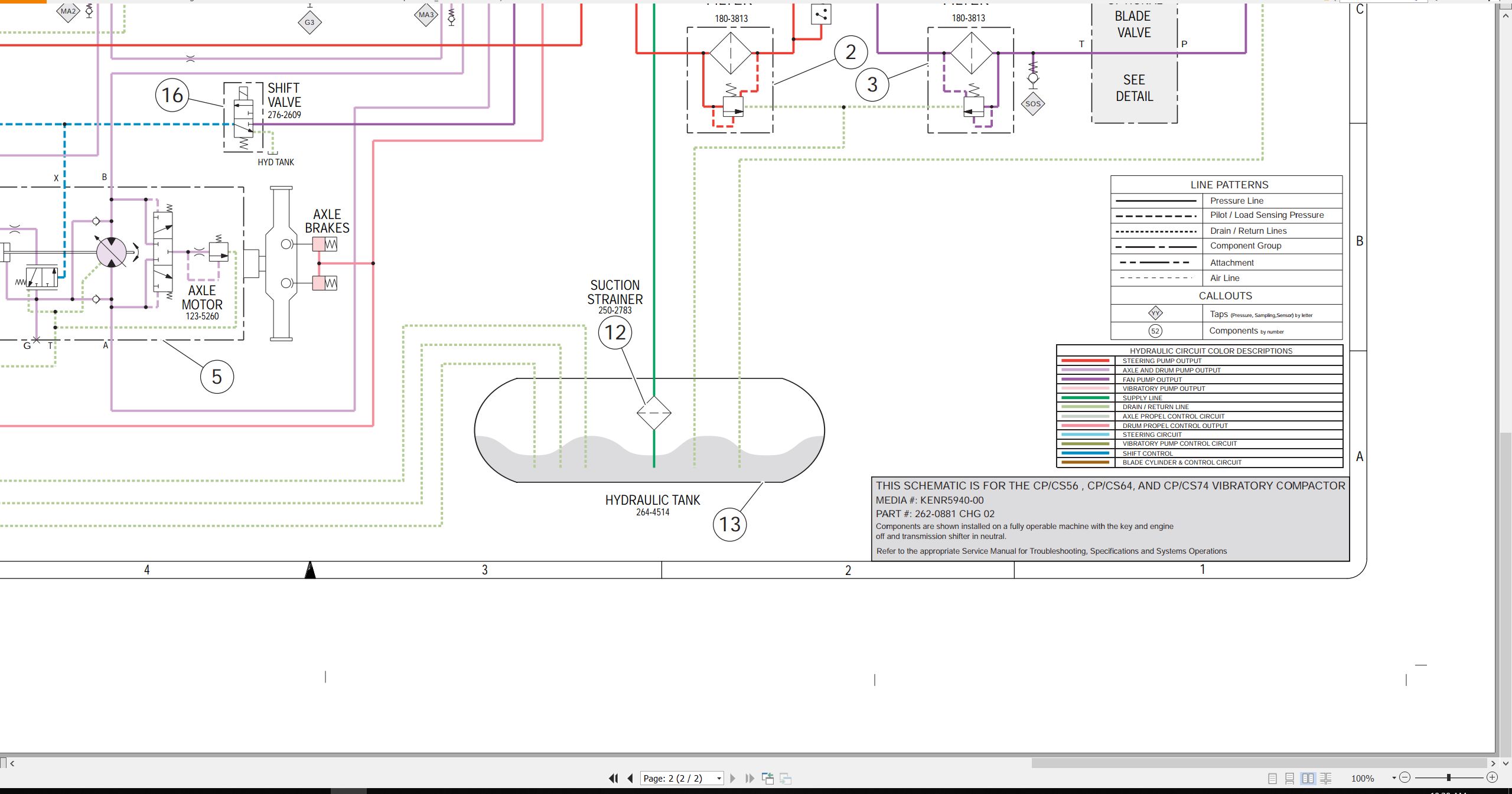 CAT Vibratory Compactor CS56 to CS74 Hydraulic Schematic KENR5940 00 2007 (2)