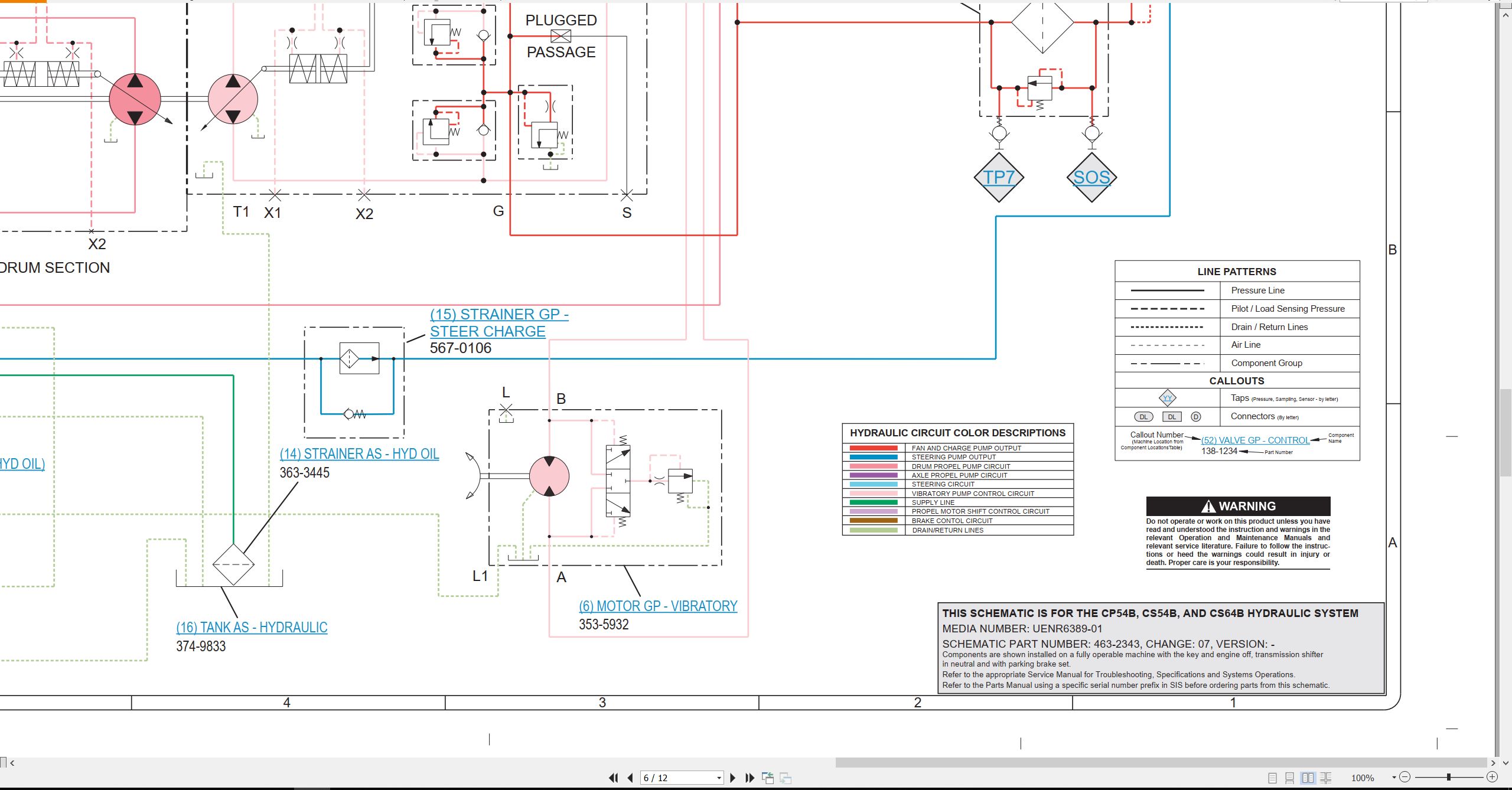 CAT Vibratory Soil Compactor CP54B Electrical Hydraulic Schematic (3)