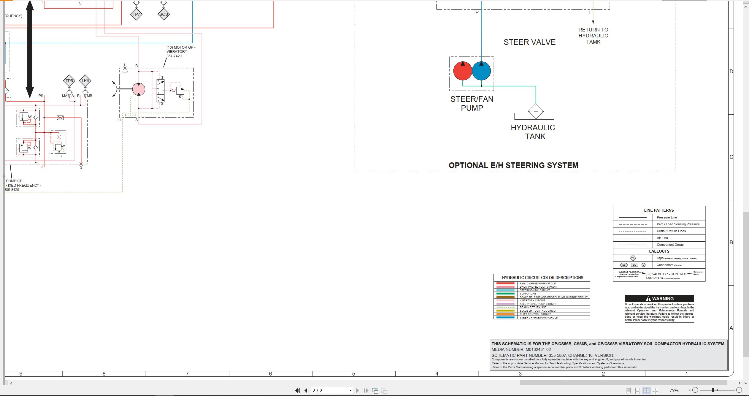 CAT Vibratory Soil Compactor CP56B to CS68B Hydraulic Schematic M0132431 02 2024 (2)