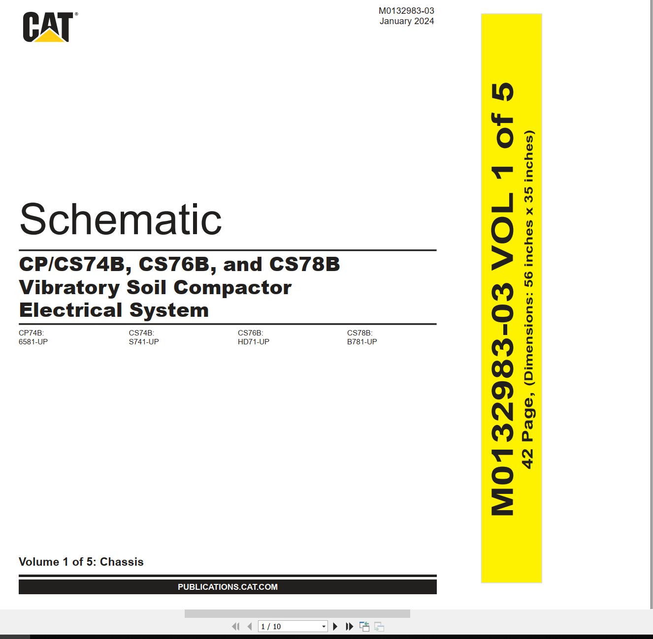 CAT Vibratory Soil Compactor CP74B Electrical Hydraulic Schematic (1)