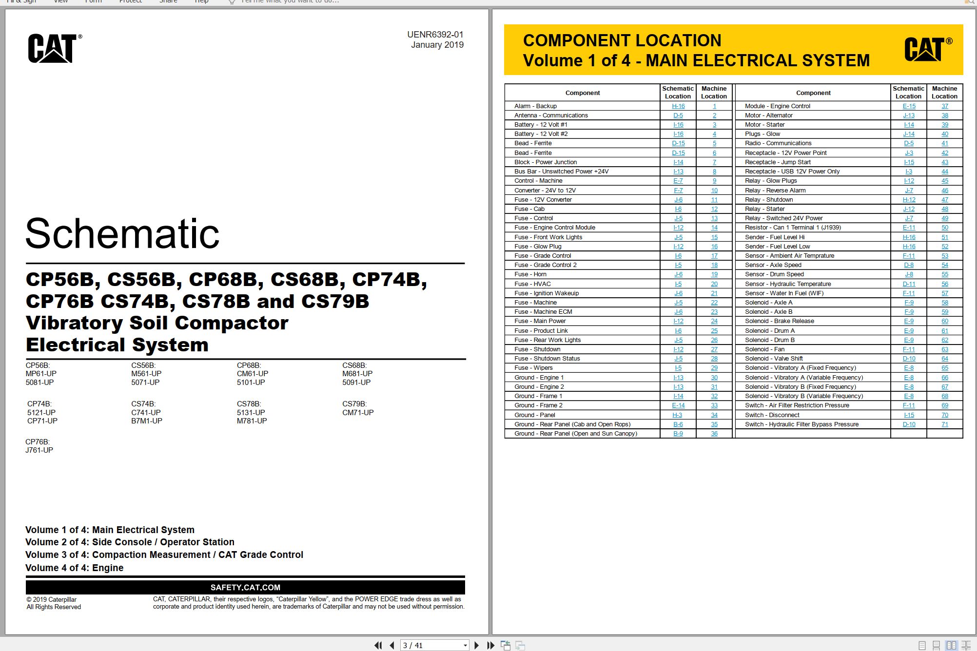 CAT Vibratory Soil Compactor CP76B Electrical Hydraulic Schematic (1)