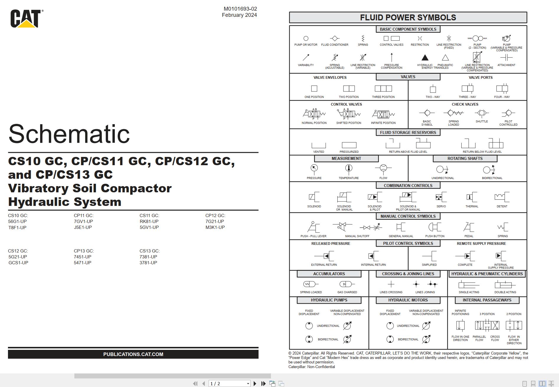 CAT Vibratory Soil Compactor CS10 to CP CS13 GC Hydraulic Schematic M0101693 02 2024 (1)