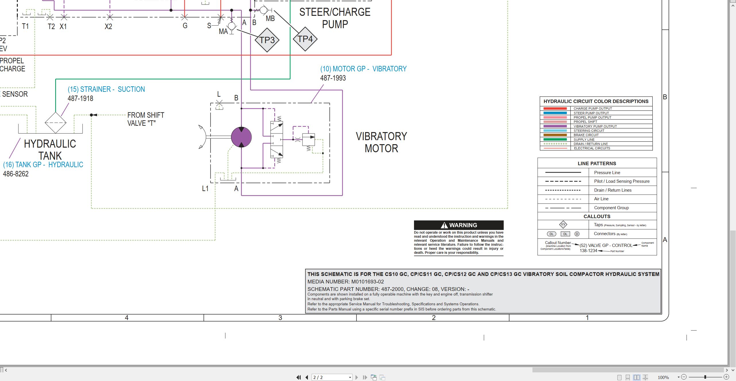CAT Vibratory Soil Compactor CS10 to CP CS13 GC Hydraulic Schematic M0101693 02 2024 (2)