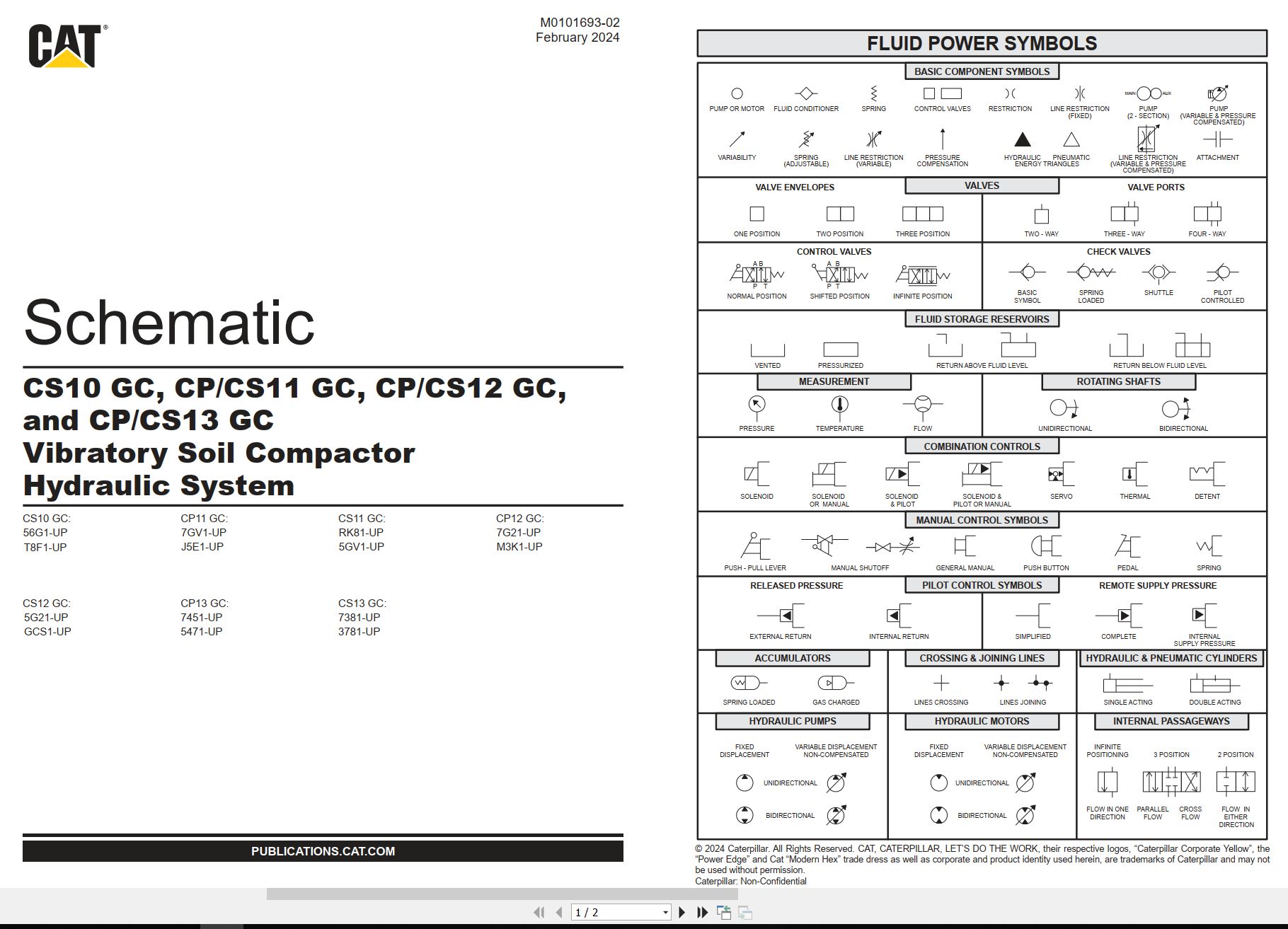 CAT Vibratory Soil Compactor CS10 to CS12 GC Hydraulic Schematic M0101693 02 2024 (1)