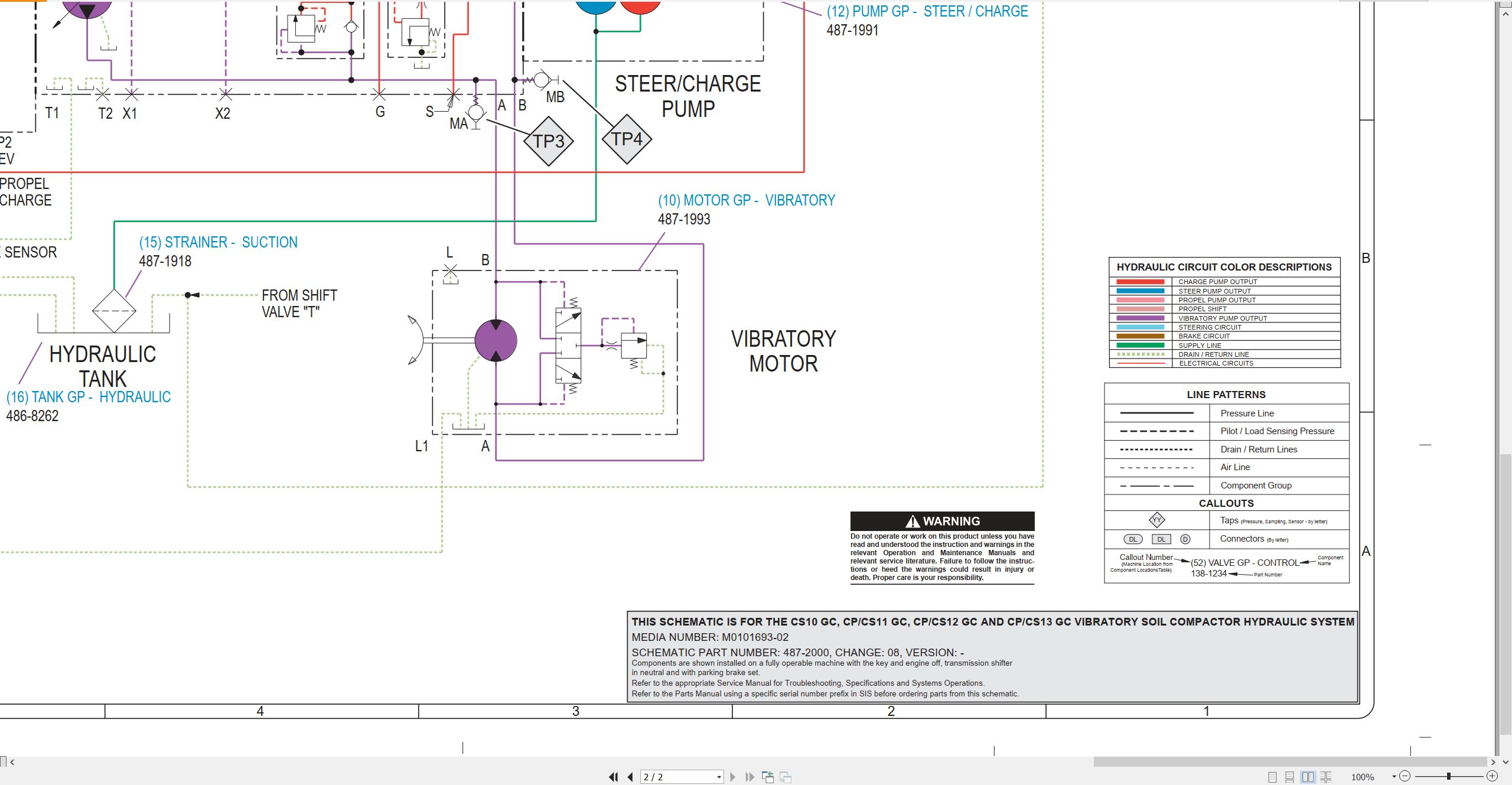 CAT Vibratory Soil Compactor CS10 to CS12 GC Hydraulic Schematic M0101693 02 2024 (2)