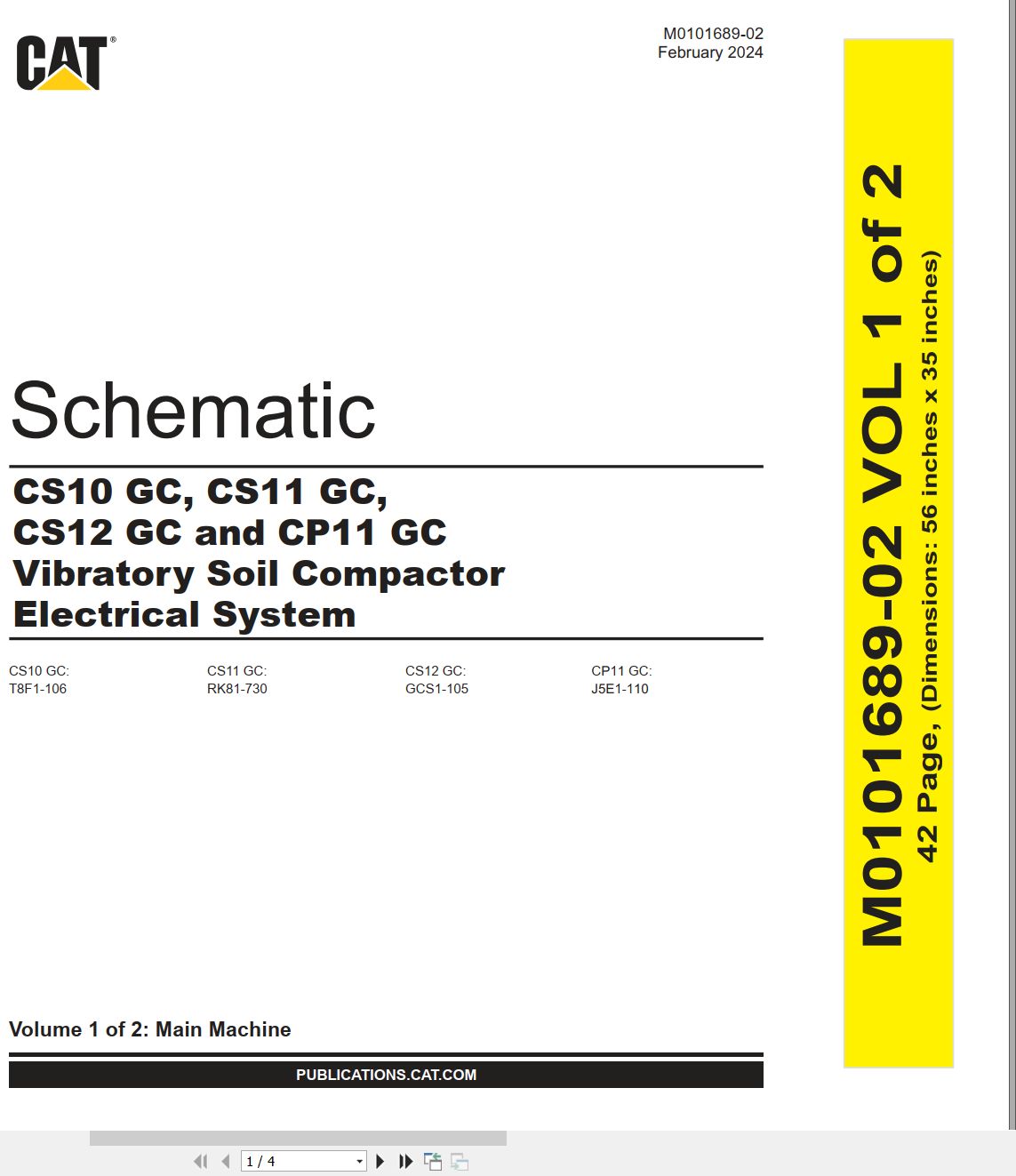 CAT Vibratory Soil Compactor CS11 GC to CP11 GC Electrical Schematic M0101689 02 2024 (1)