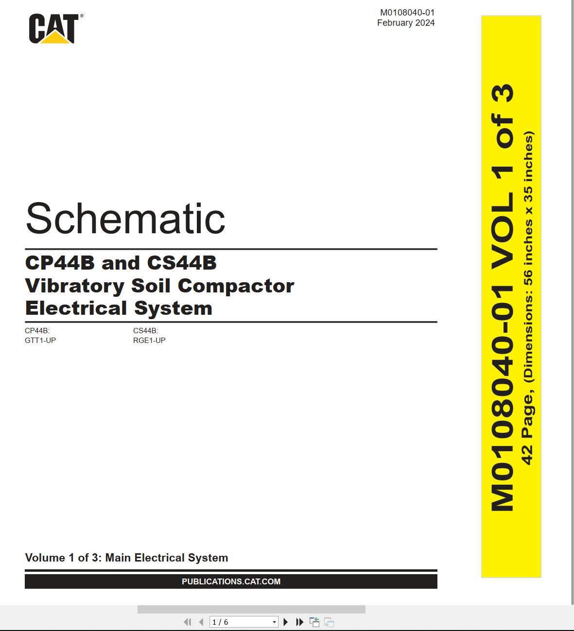CAT Vibratory Soil Compactor CS44B Electrical Hydraulic Schematic (1)
