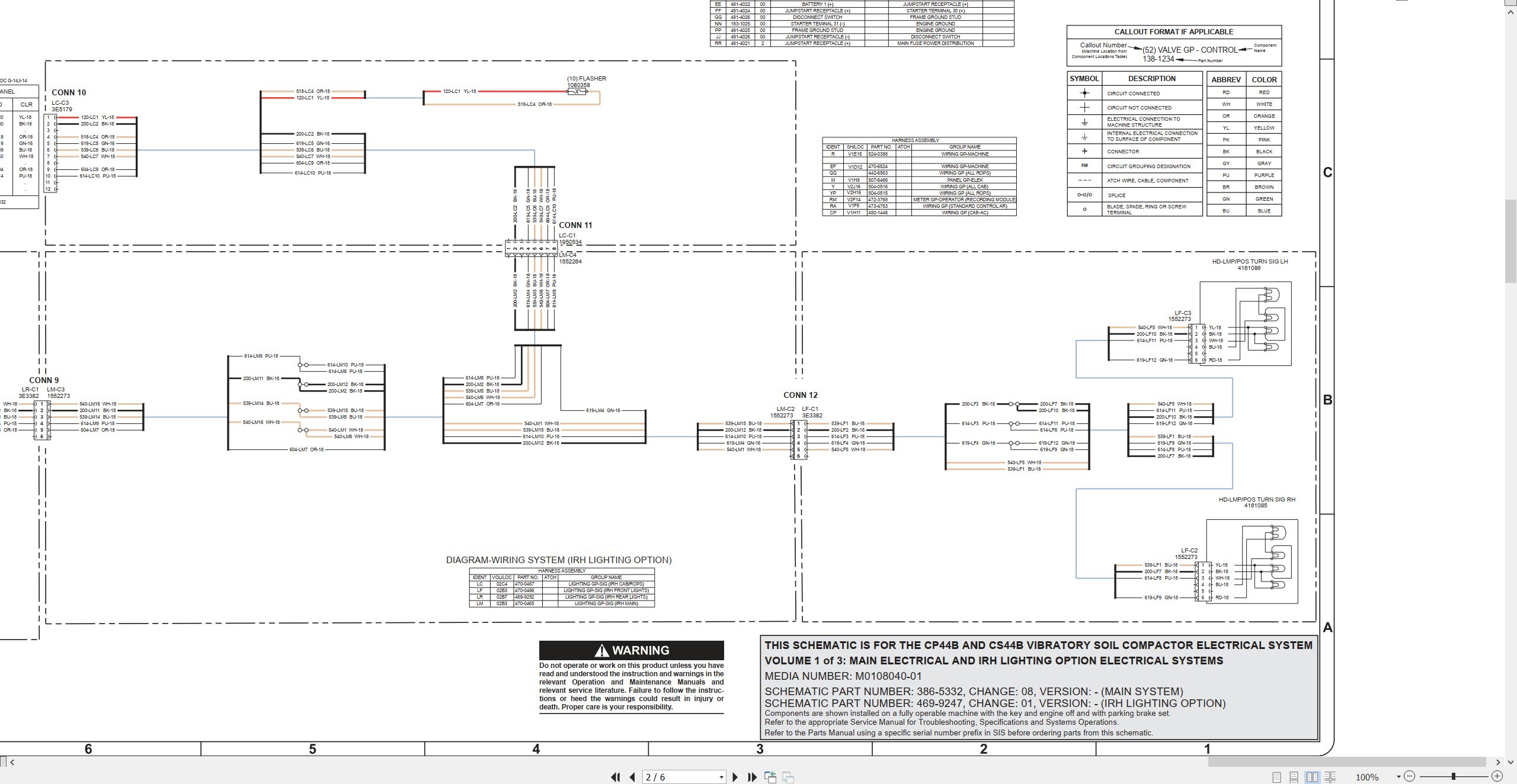 CAT Vibratory Soil Compactor CS44B Electrical Hydraulic Schematic (2)