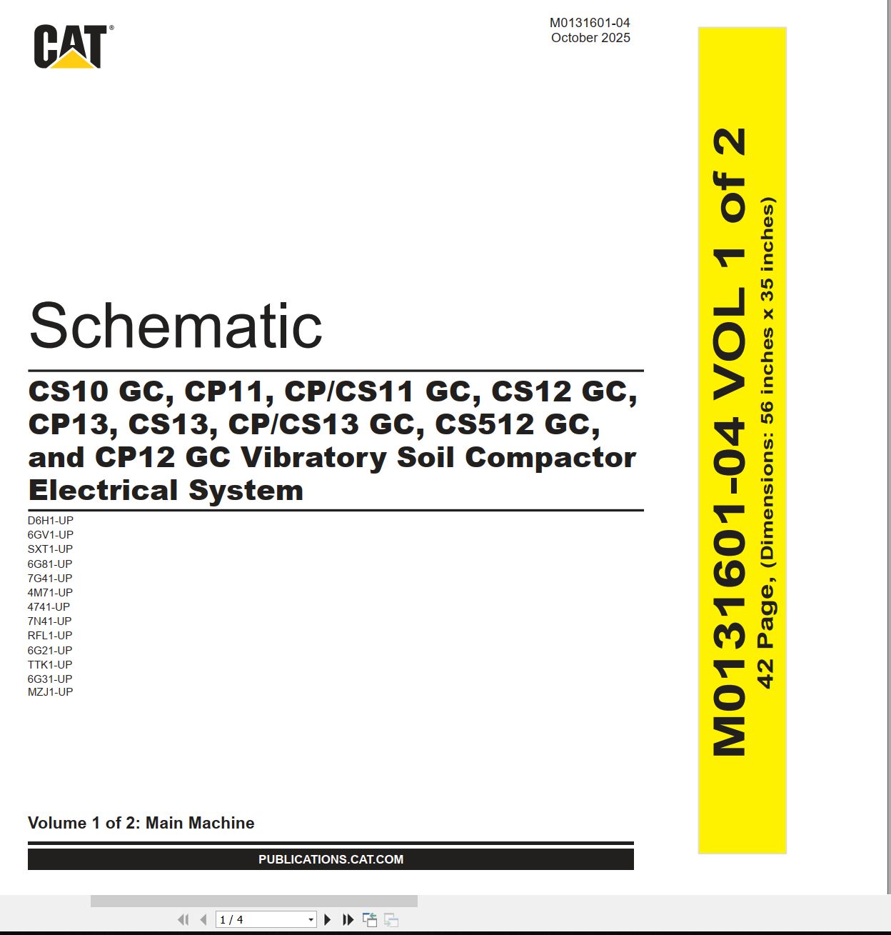 CAT Vibratory Soil Compactor CS510 GC to CS512 GC Electrical Schematic M0131601 04 2025 (1)