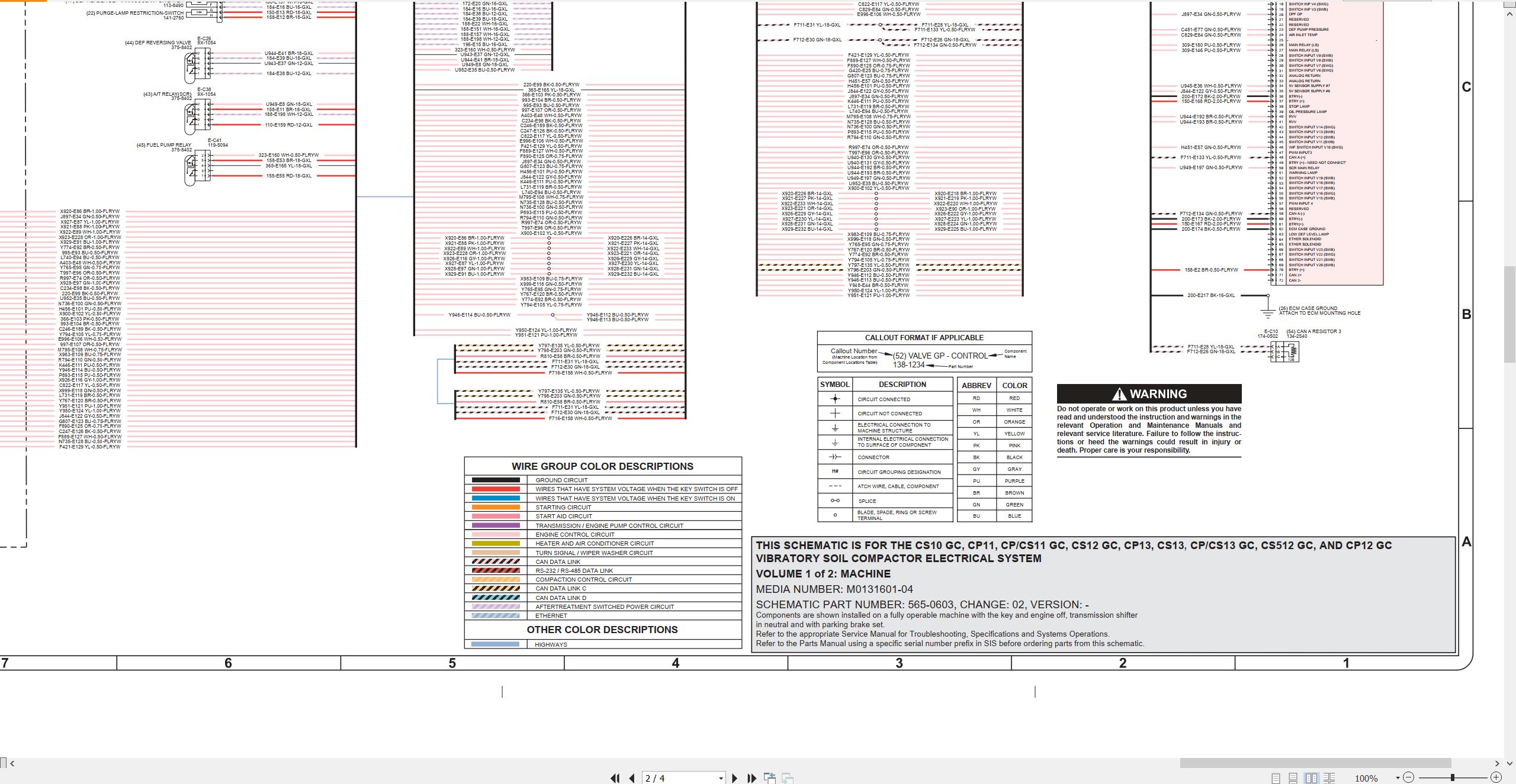 CAT Vibratory Soil Compactor CS510 GC to CS512 GC Electrical Schematic M0131601 04 2025 (2)