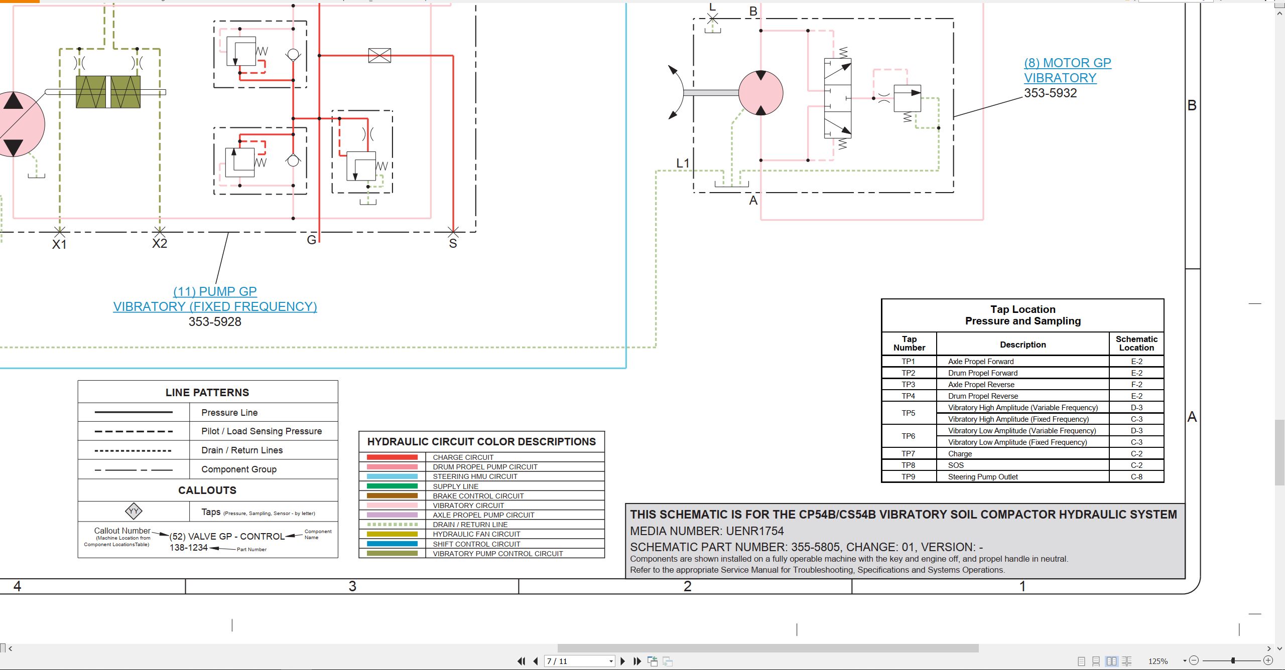 CAT Vibratory Soil Compactor CS54B Electrical Hydraulic Schematic (3)