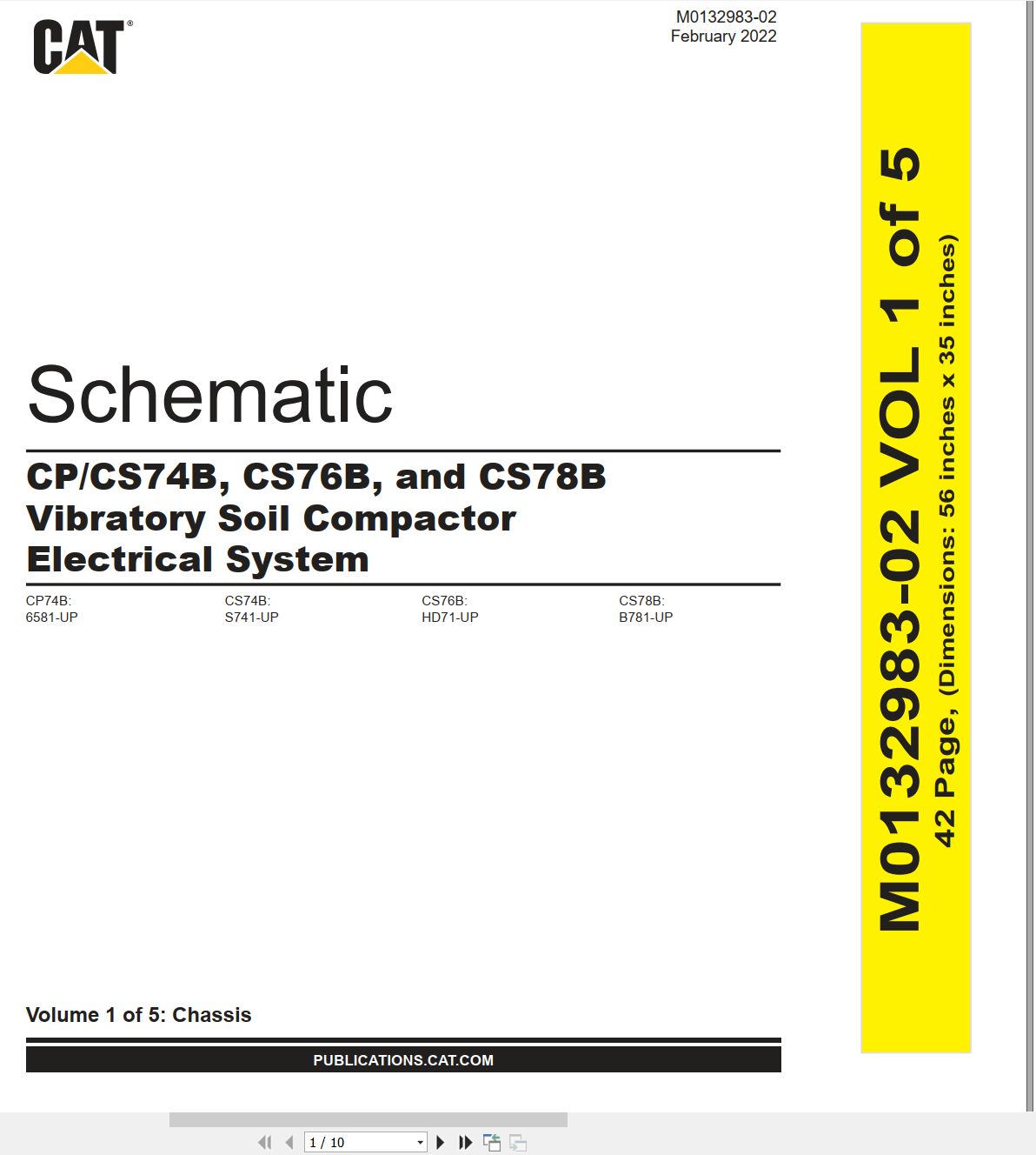 CAT Vibratory Soil Compactor CS74B Electrical Hydraulic Schematic (1)