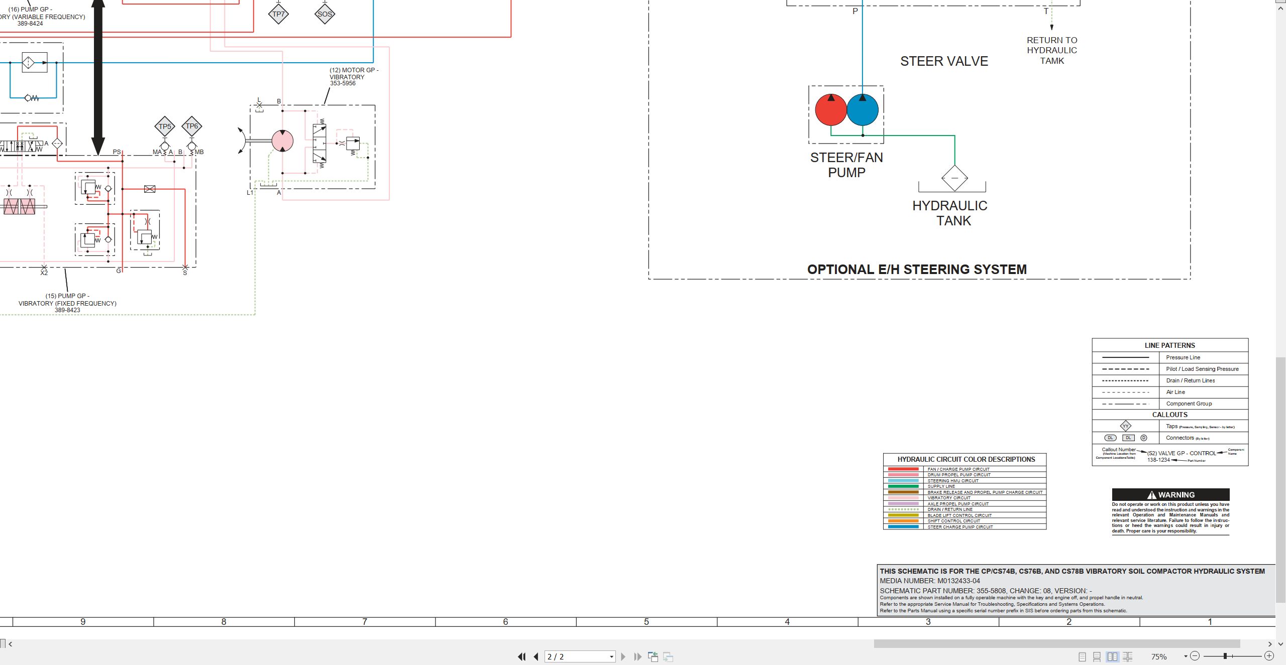 CAT Vibratory Soil Compactor CS74B Electrical Hydraulic Schematic (3)