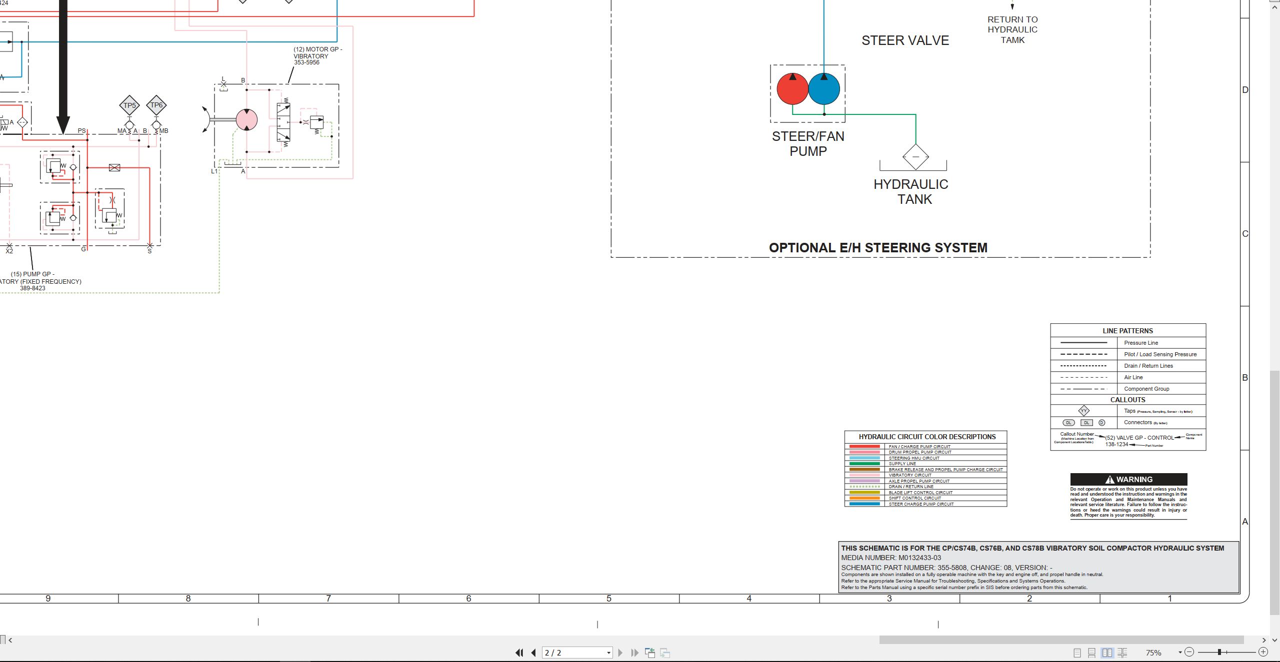 CAT Vibratory Soil Compactor CS76B Electrical Hydraulic Schematic (3)