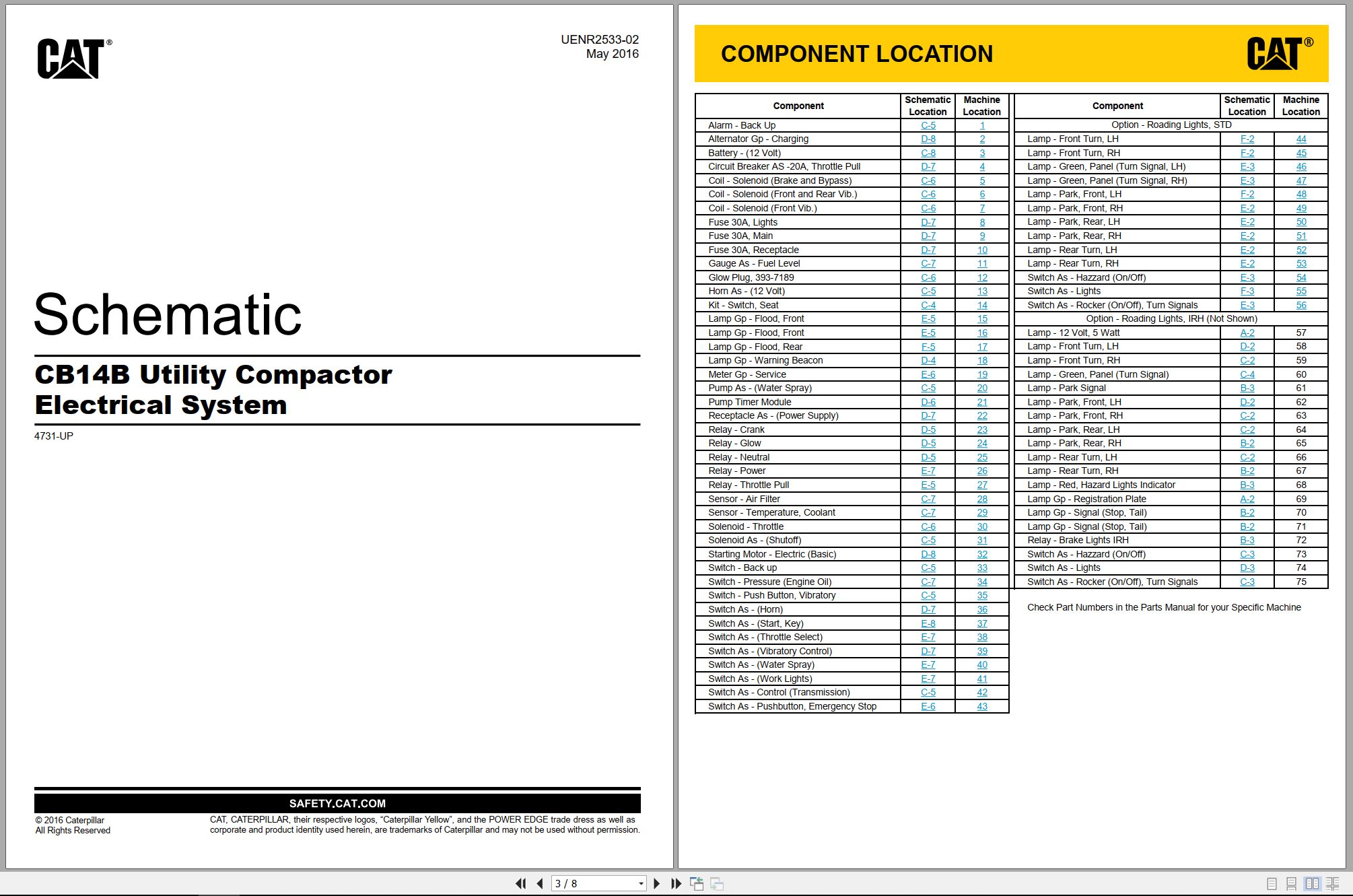 CAT Vibratory Utility Compactor CB14B Electrical Hydraulic Schematic (1)