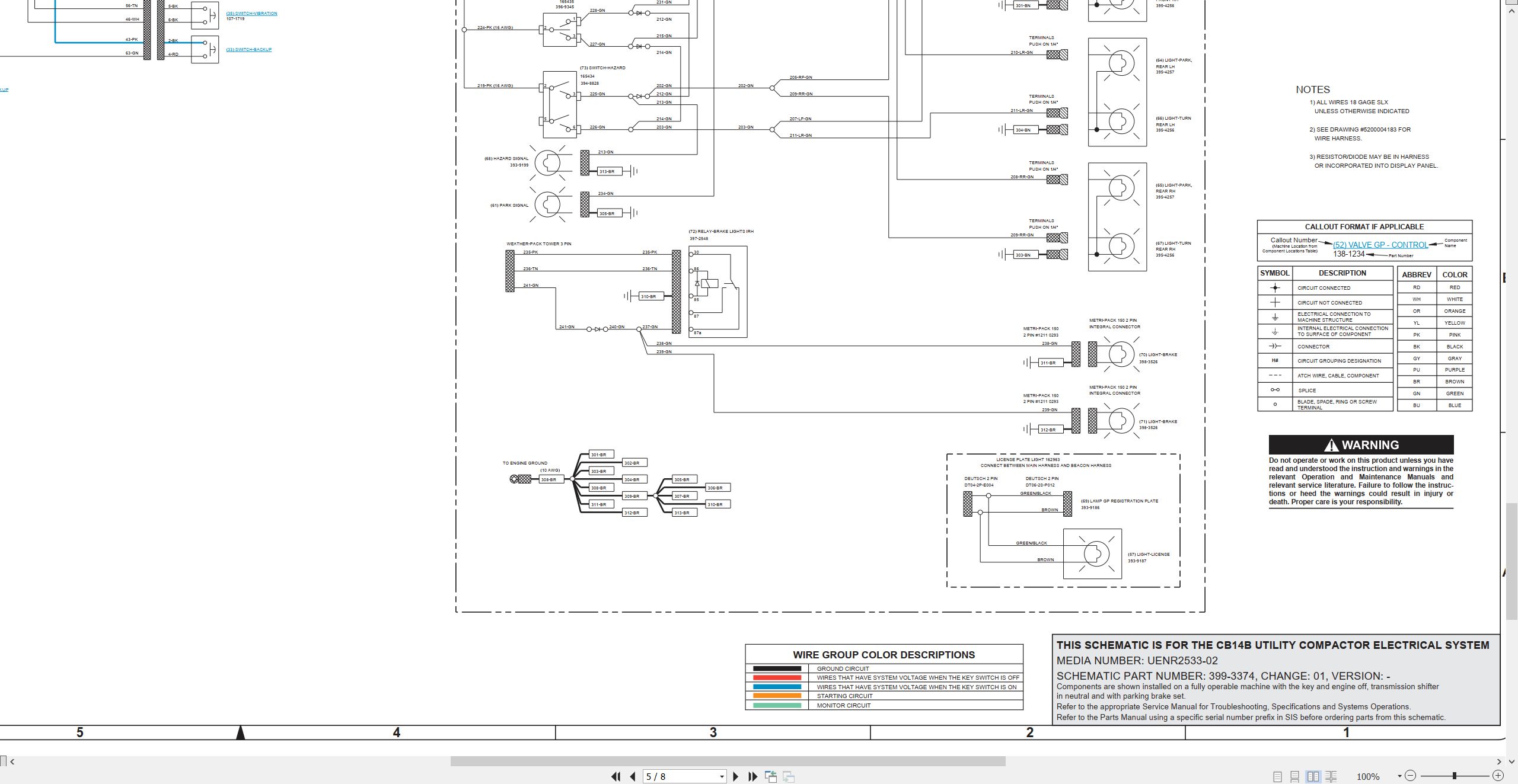 CAT Vibratory Utility Compactor CB14B Electrical Hydraulic Schematic (2)