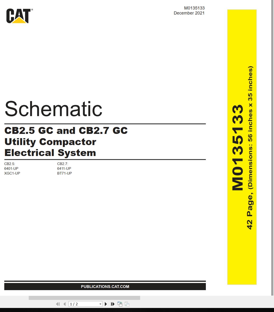 CAT Vibratory Utility Compactor CB2.5 GC Electrical Hydraulic Schematic (1)