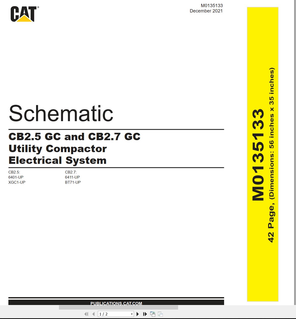 CAT Vibratory Utility Compactor CB2.7 GC Electrical Hydraulic Schematic (1)