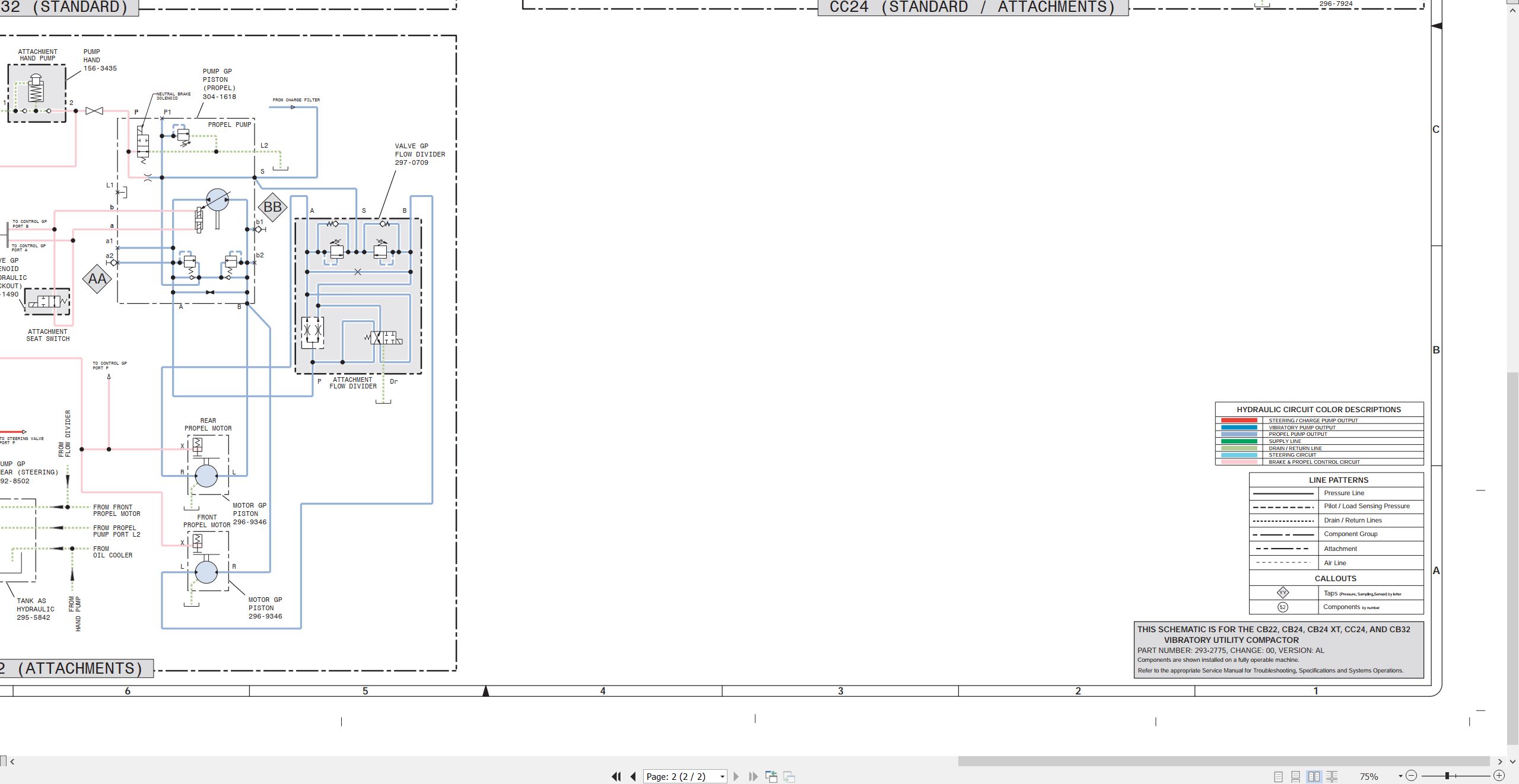 CAT Vibratory Utility Compactor CB22 Electrical Hydraulic Schematic (3)