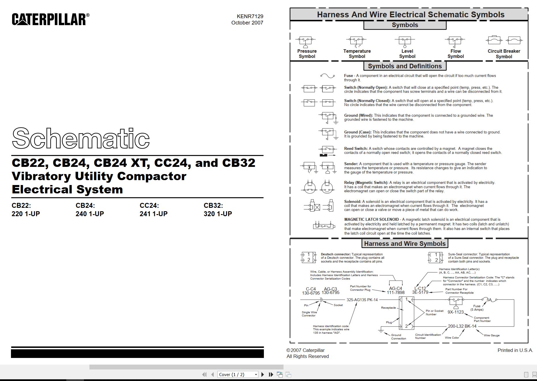 CAT Vibratory Utility Compactor CB24 Electrical Hydraulic Schematic (1)