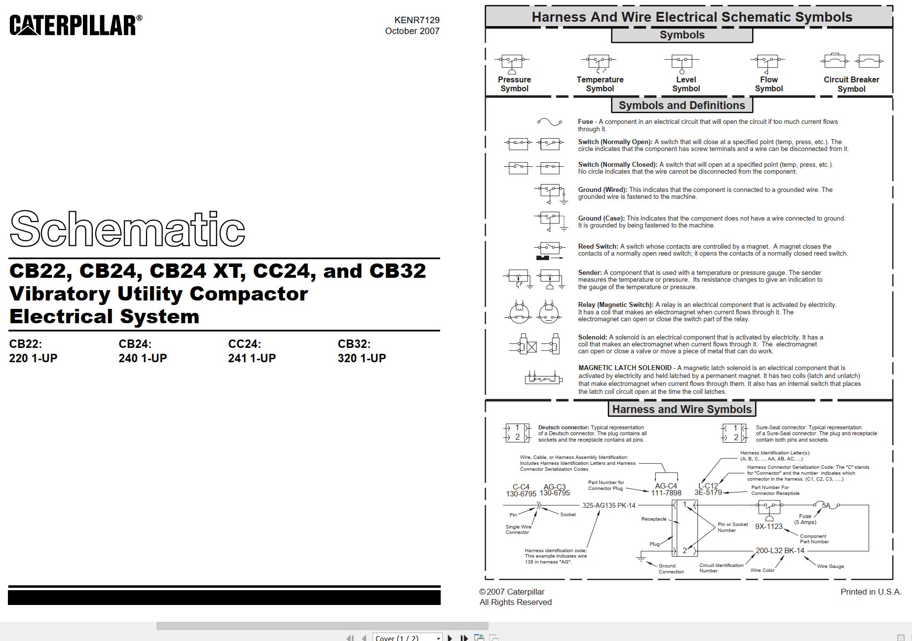 CAT Vibratory Utility Compactor CB24 XT Electrical Hydraulic Schematic (1)