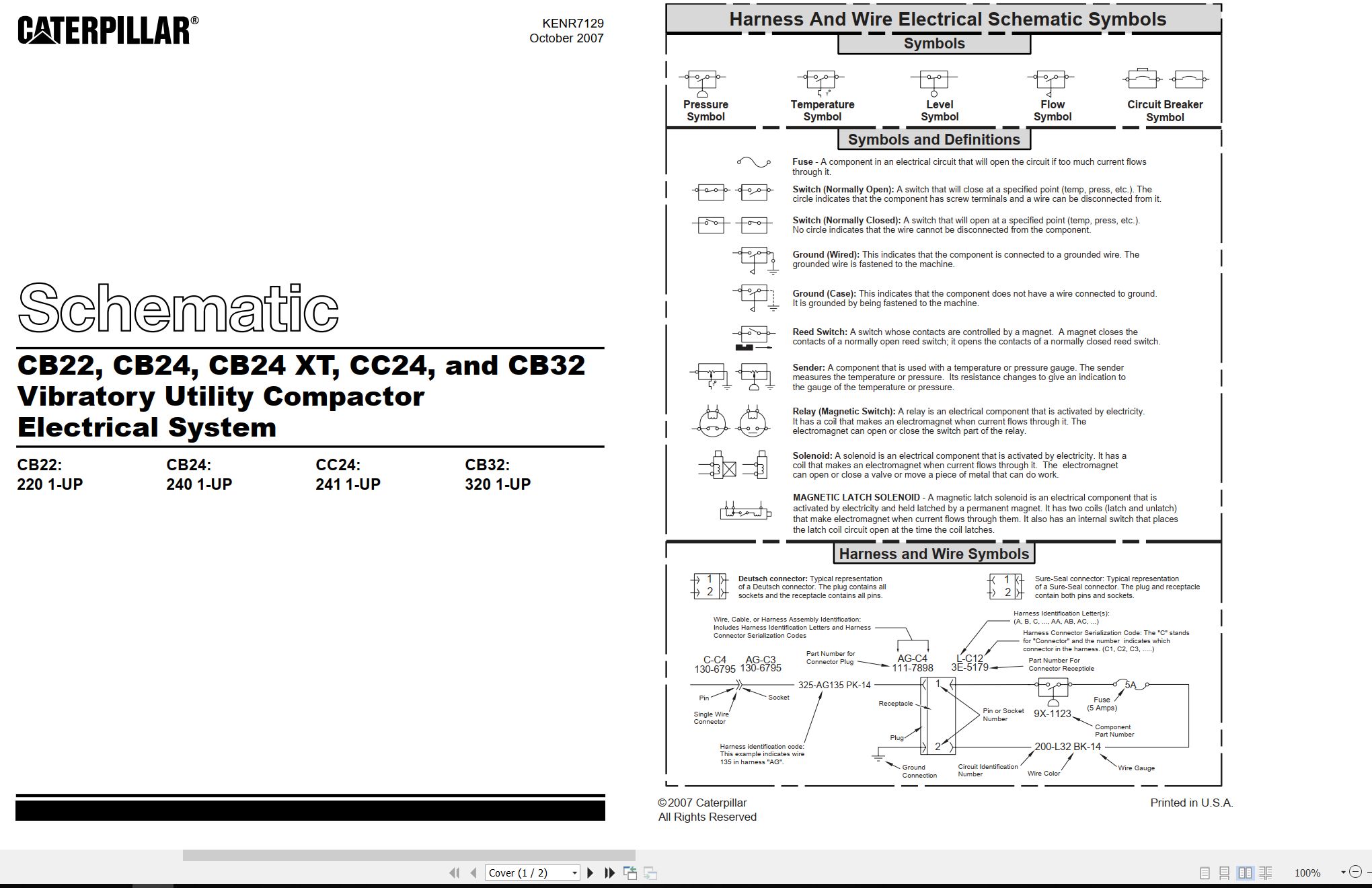 CAT Vibratory Utility Compactor CB32 Electrical Hydraulic Schematic (1)