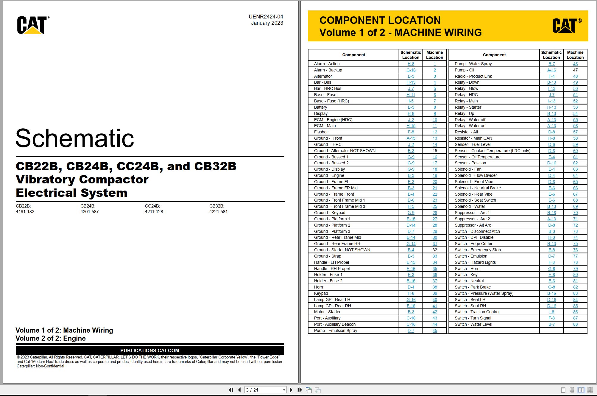 CAT Vibratory Utility Compactor CB32B Electrical Hydraulic Schematic (1)