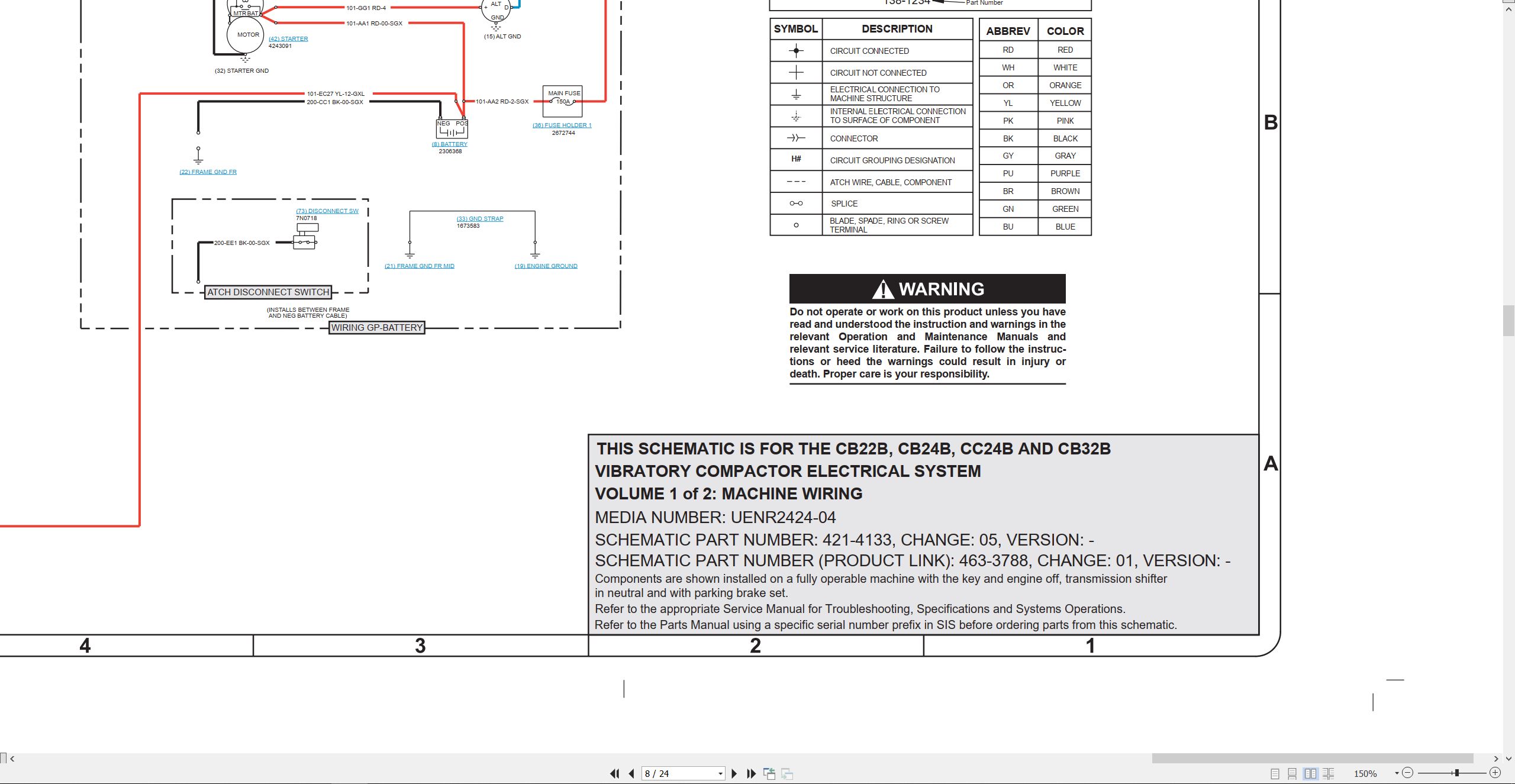CAT Vibratory Utility Compactor CB32B Electrical Hydraulic Schematic (2)