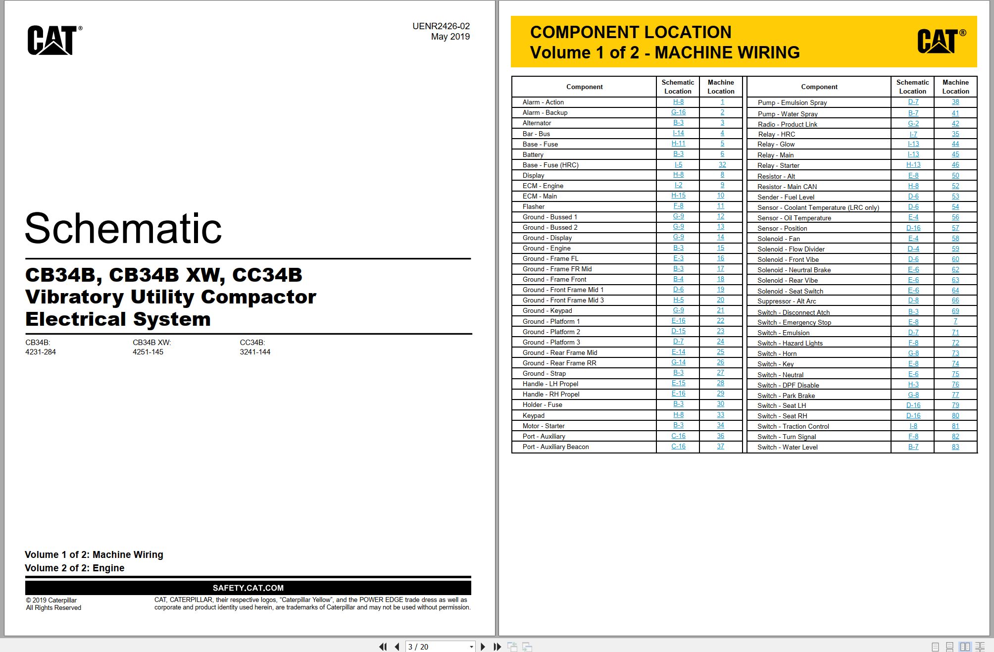 CAT Vibratory Utility Compactor CB34B Electrical Hydraulic Schematic (1)